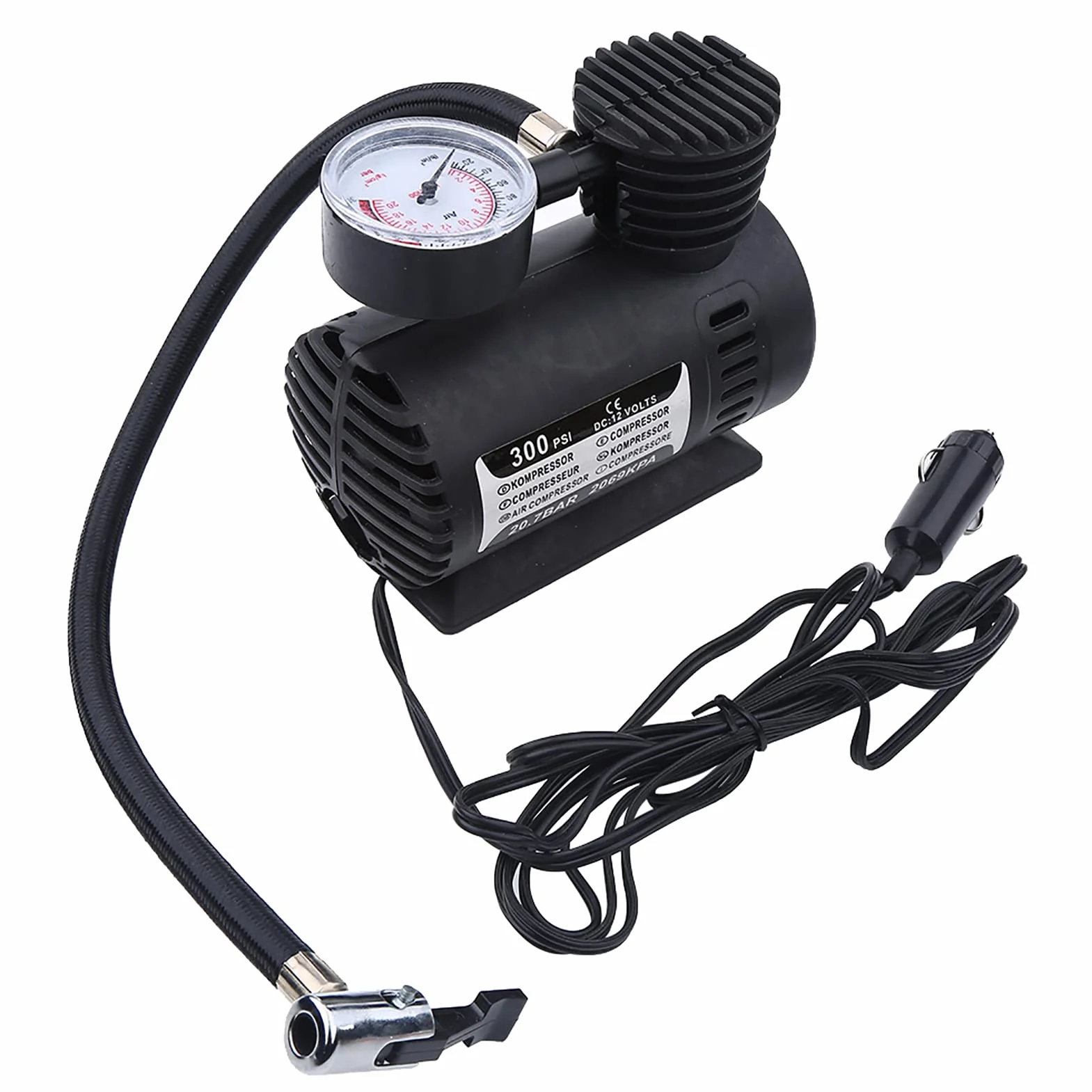 Sprężarka powietrza 12V 300 psi przenośna pompa elektryczna z adapterami