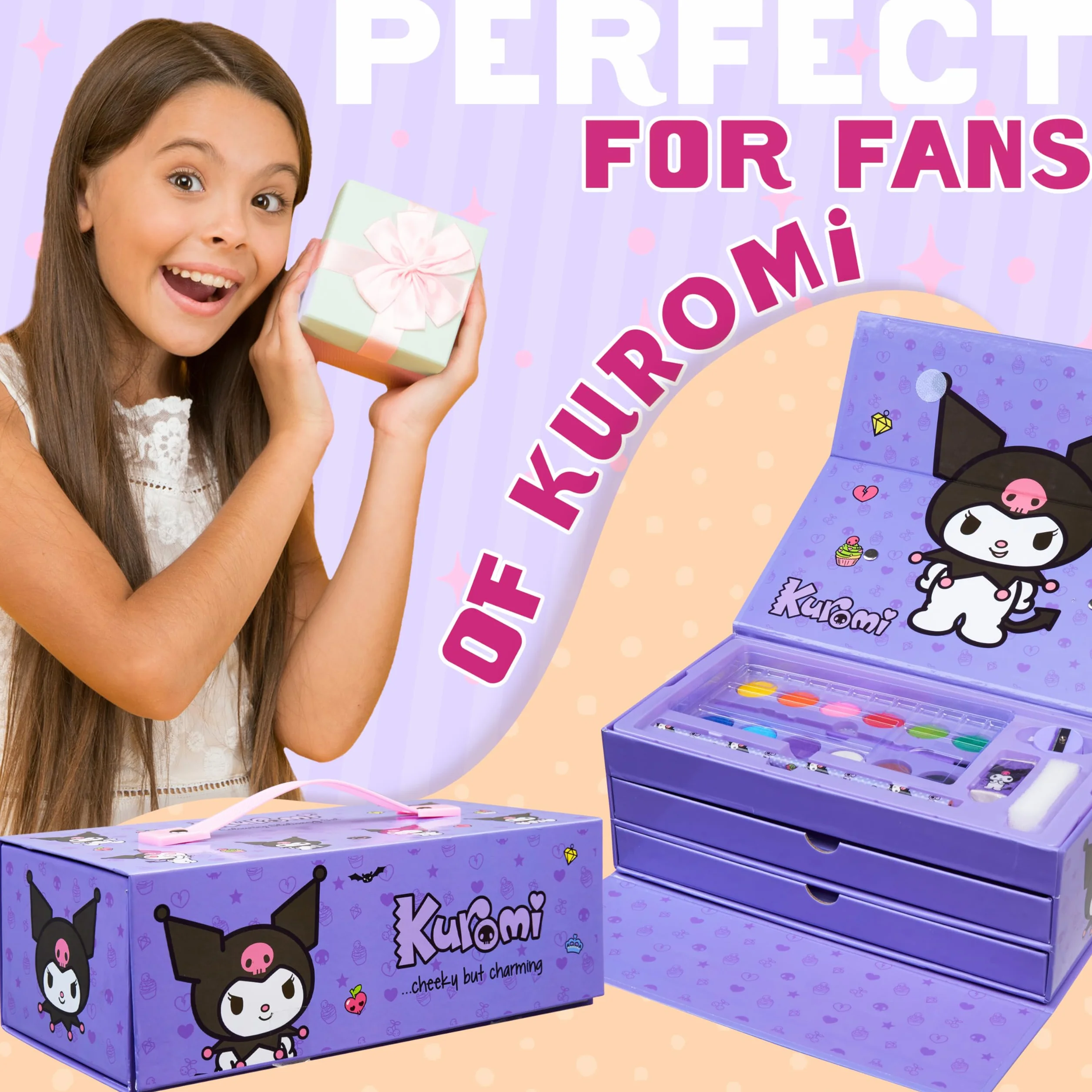 Hello Kitty Kuromi zestaw artystyczny dla dzieci (fioletowy Kuromi 3 poziomy)
