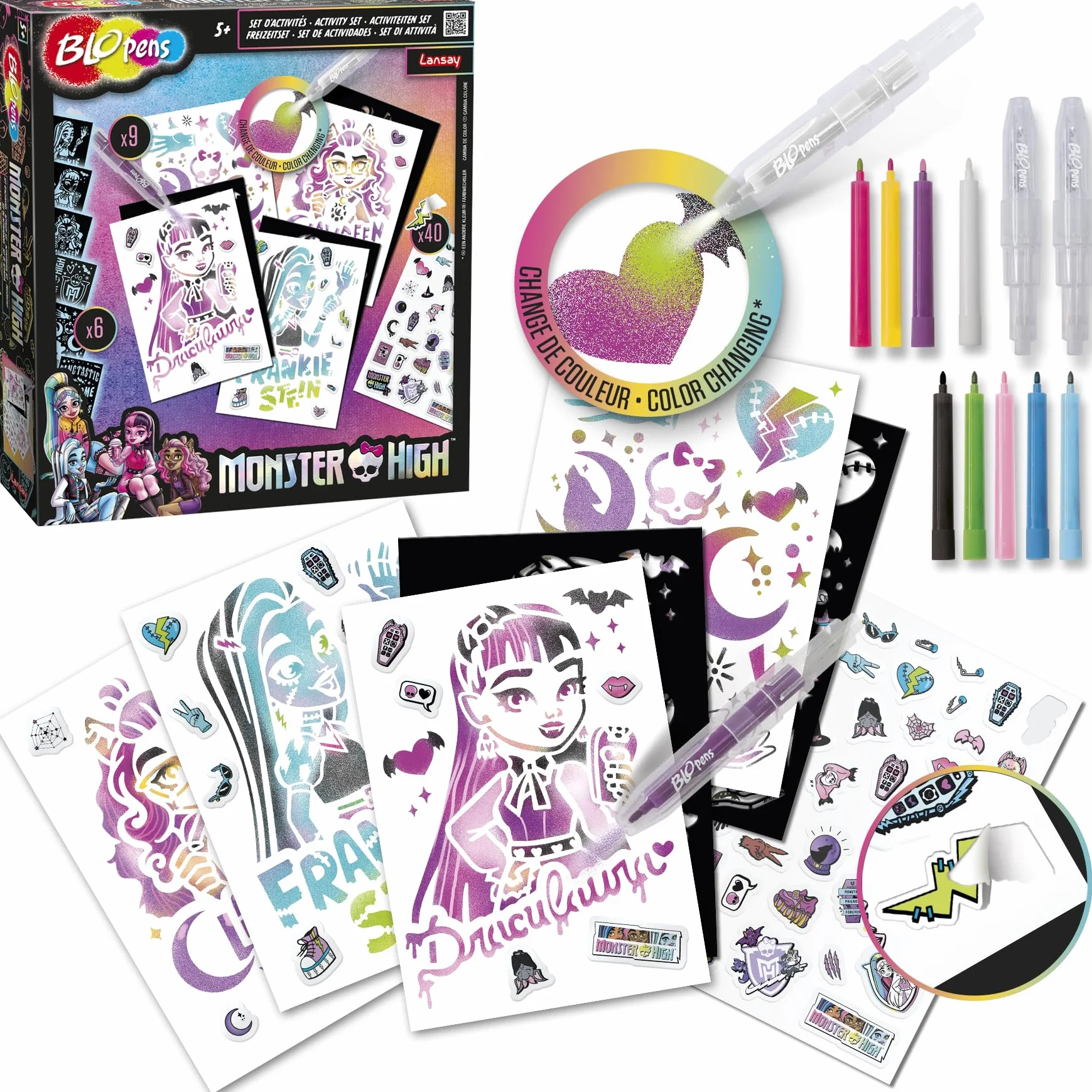 Lansay Blopens - Monster High Zestaw aktywności - Rysunki i Kolorowanki - Od 5 lat, Wielokolorowy