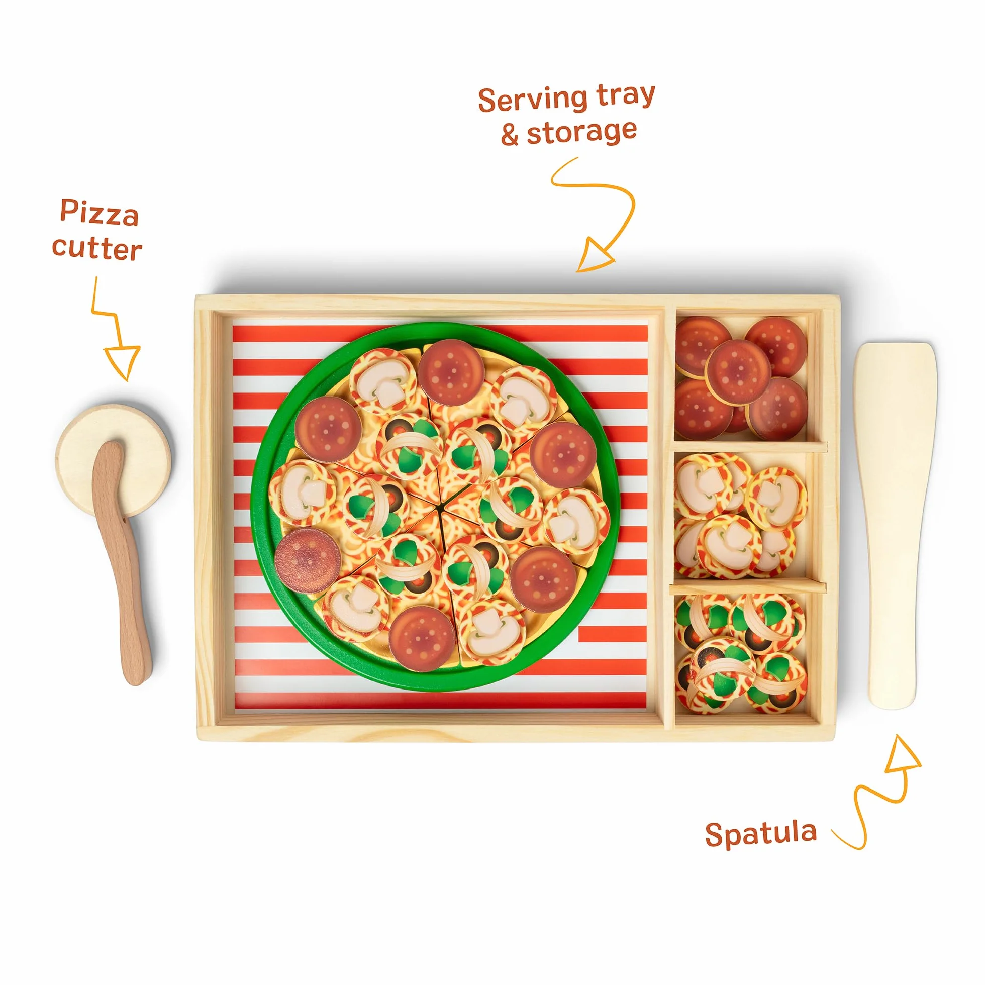 Melissa & Doug Drewniana Pizza | Zabawka dla dzieci | Zabawa w udawanie | Drewniane jedzenie do zabawy |Zabawy Montessori | Prezent dla dzieci w wieku 3 4 5 lat | Dla chłopca lub dziewczynki