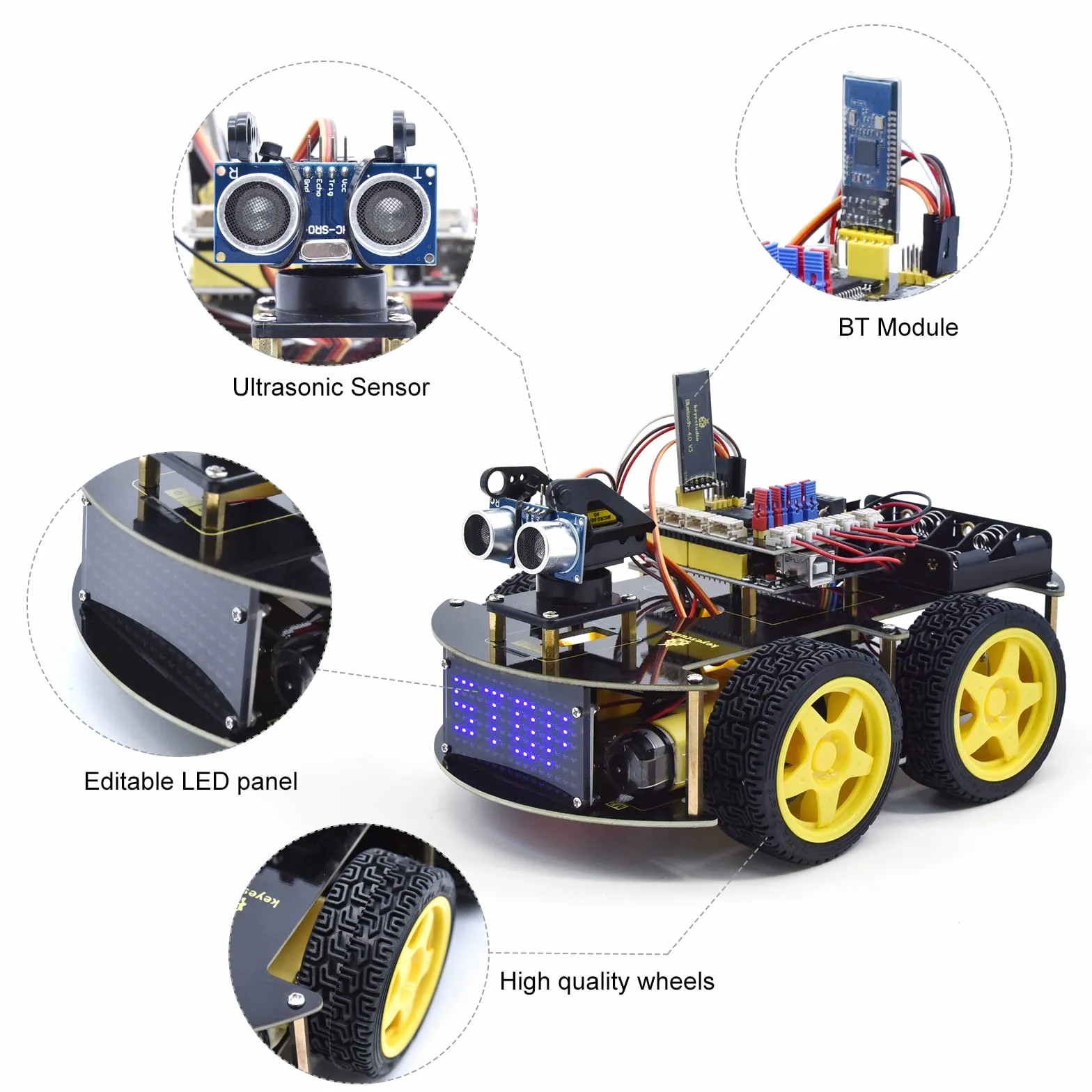 KEYESTUDIO 4WD Smart Car Robot Kit Starter Learning DIY Kit dla Arduino IDE