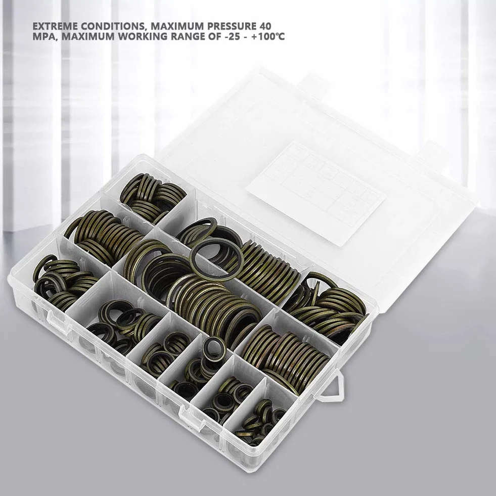 Uszczelka Korka Spustowego 240 Sztuk 6-30mm Metalowa Guma Zestaw Uszczelek
