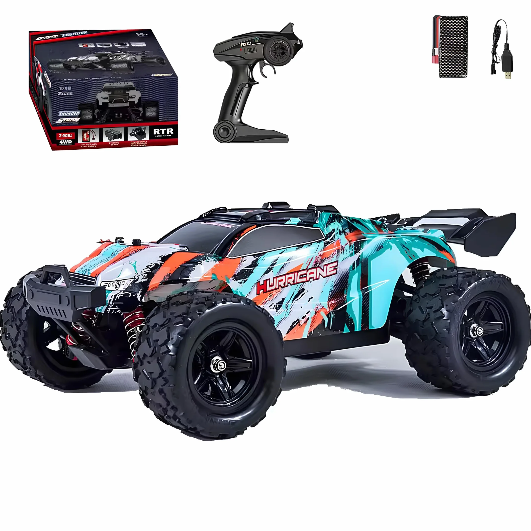 Zdalnie sterowany samochód terenowy RC - 36 km/h Plus - Fast RC Drift Car - Pojazd 4 x 4 prędkość elektryczna, dziecko, dorosła dziewczynka, chłopiec, 1/18 Monster Truck Buggy