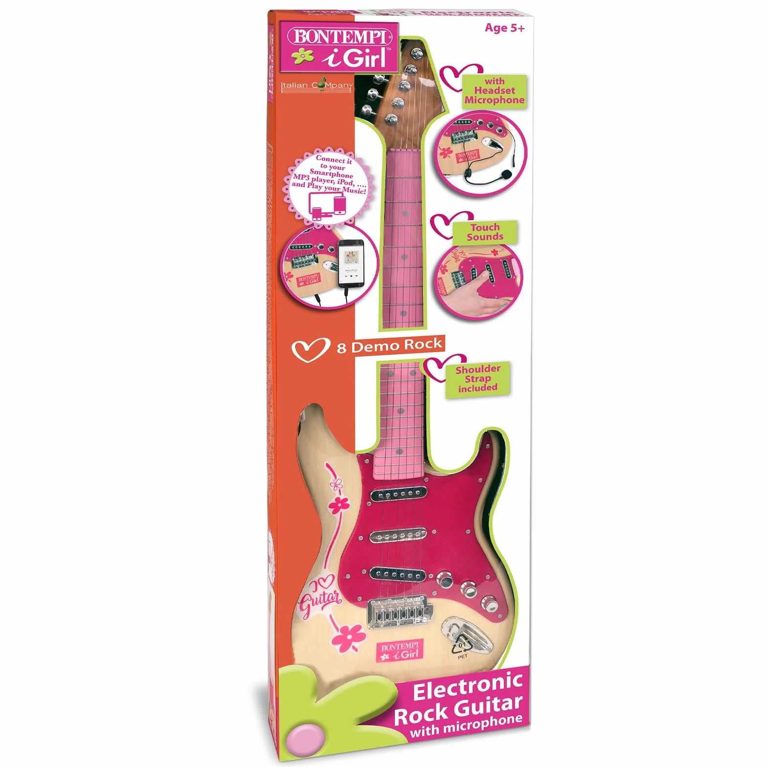 Bontempi 24 1371 1310 gitara elektroniczna, różowa