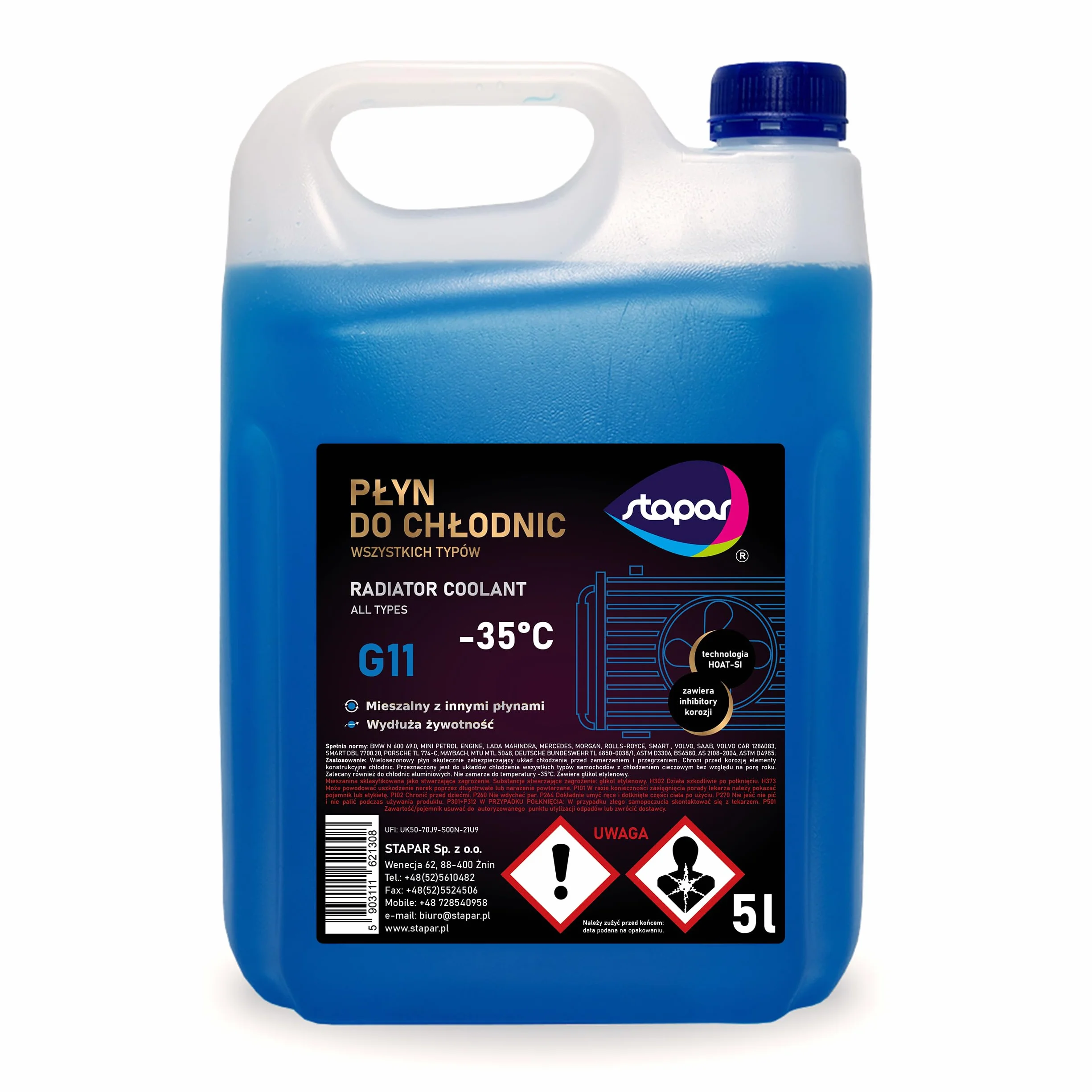Niebieski płyn do chłodnic G11 –35C 5L Stapar