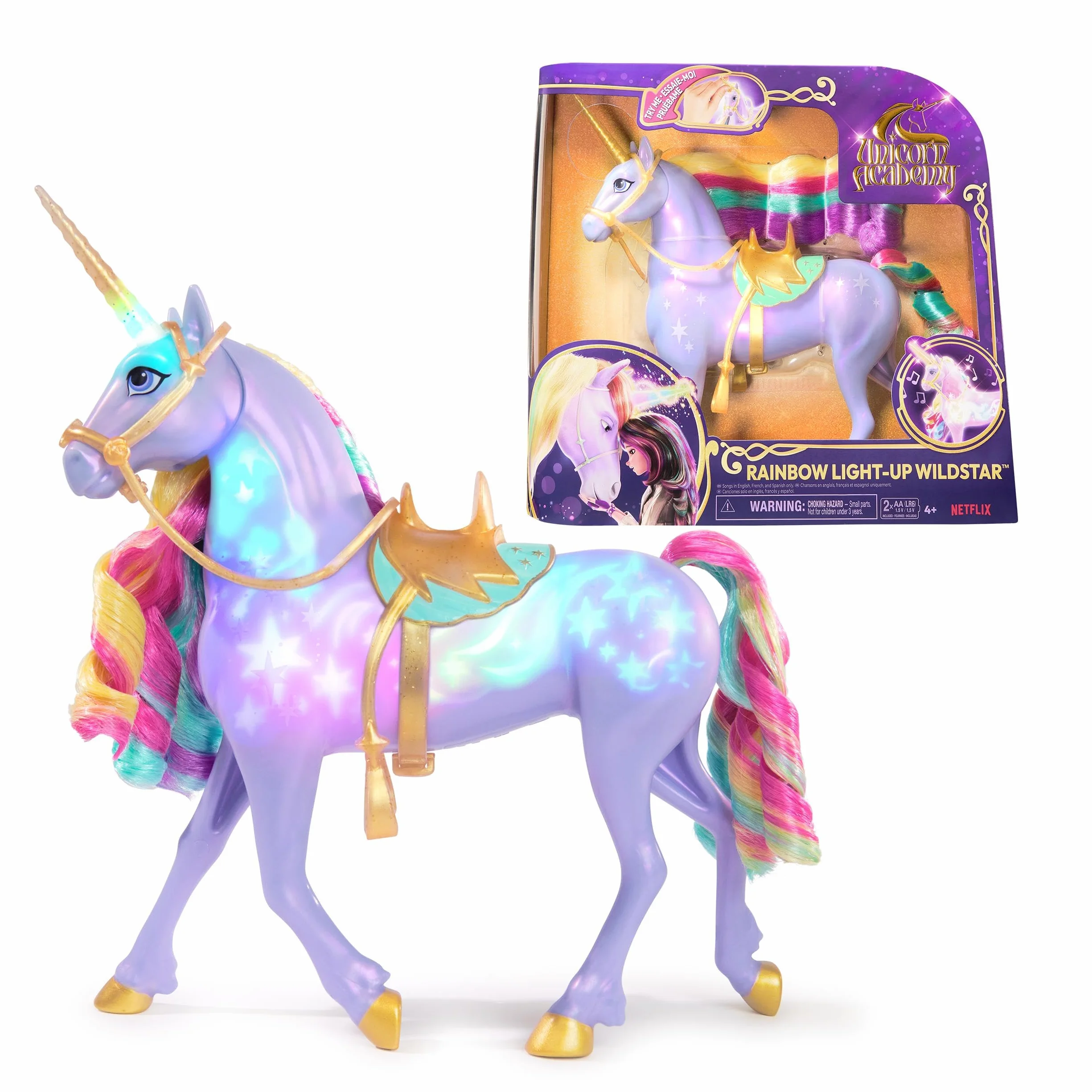 Unicorn Academy 6071157 jednorożec DollFtrRainbwLightUpWildstar, wielokolorowy