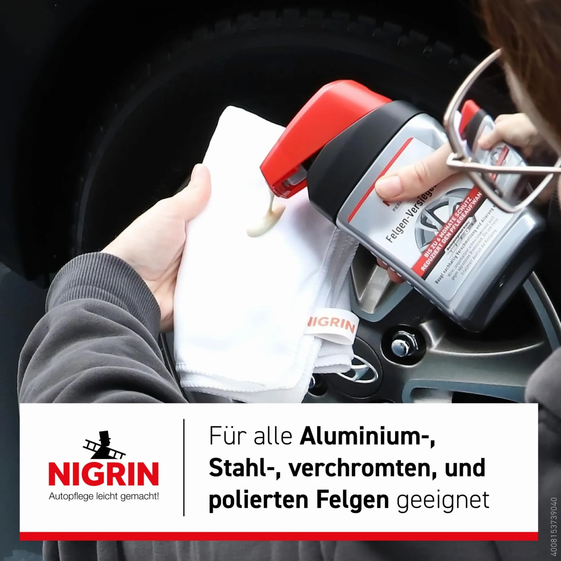 NIGRIN Performance uszczelnienie felg, do wszystkich felg aluminiowych, stalowych, chromowanych i polerowanych, 300 ml