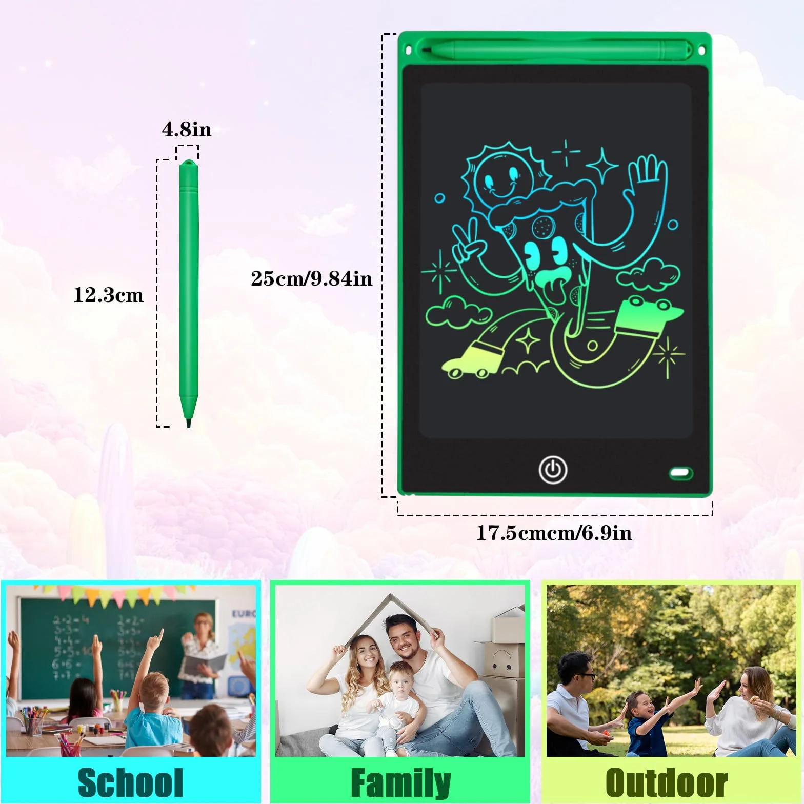 2-pak tabletów do pisania LCD, kolorowa tablica Doodle Board dla dzieci, elektroniczny rysunek, tablet do rysowania, prezenty dla dzieci w wieku 3-10 lat (niebieski i zielony)