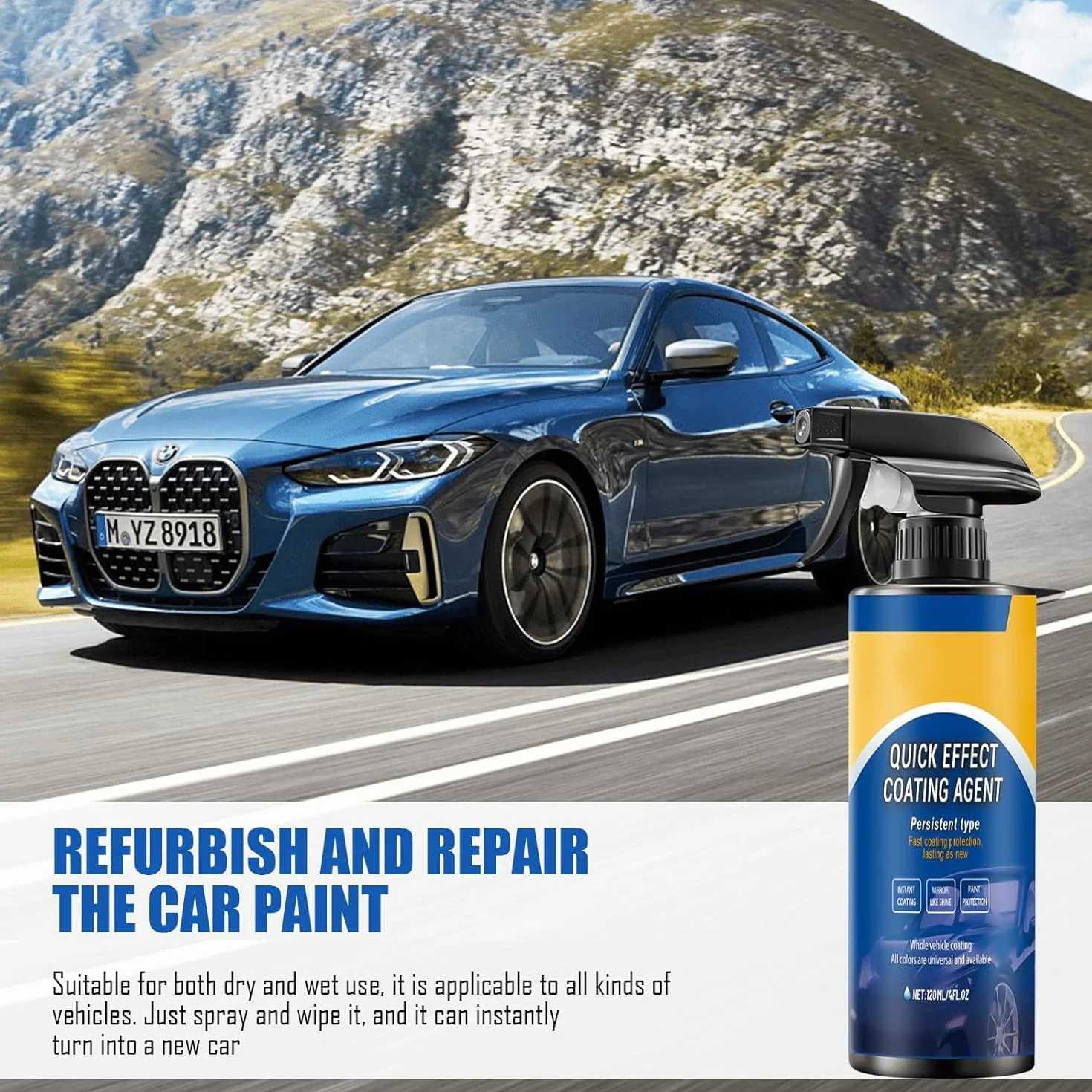 Sopami Quick Effect środek powlekający do szybkiego odnawiania powłok, spray do lakieru samochodowego Nuracoat Nano