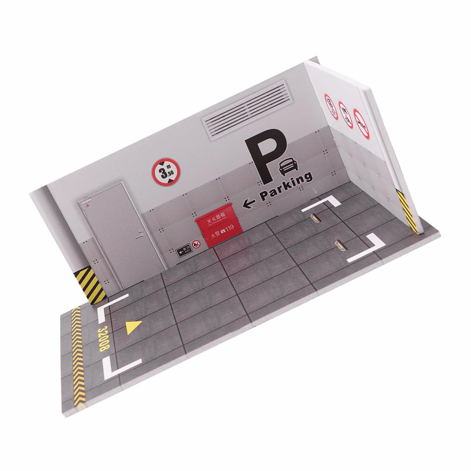 3 szt. Model Parkingu, Model Parkingu w Skali 1:32 Innowacyjna Symulacja PVC łatwy montaż Projekt do Kolekcji (Model parkingu)