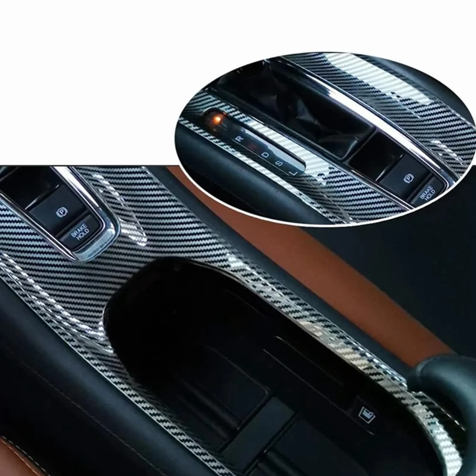 Okleina skrzynia biegów‌ Konsola zmiany biegów Panel uchwytu na kubek Pokrywa wykończenia Akcesoria pasujące do Honda HRV HR-V VEZEL 2015-2022, ABS Włókno węglowe Naklejka konsola środkowa‌