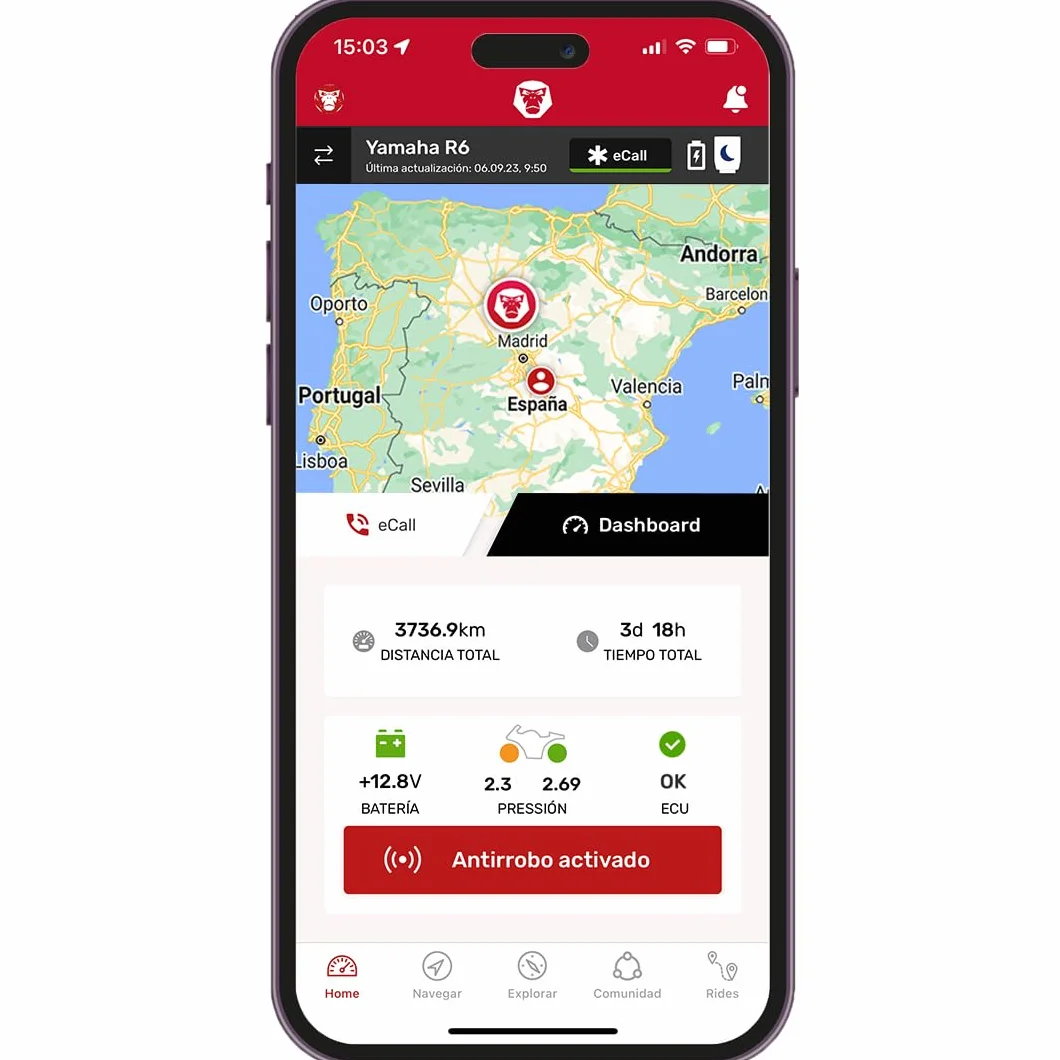 RDKS czujniki – precyzyjny system kontroli temperatury i ciśnienia w oponach motocyklowych, 2 x TPMS czujnik ciśnienia w oponach 3,5", Bluetooth 5.0, nawigacja, śledzenie, planowanie trasy,