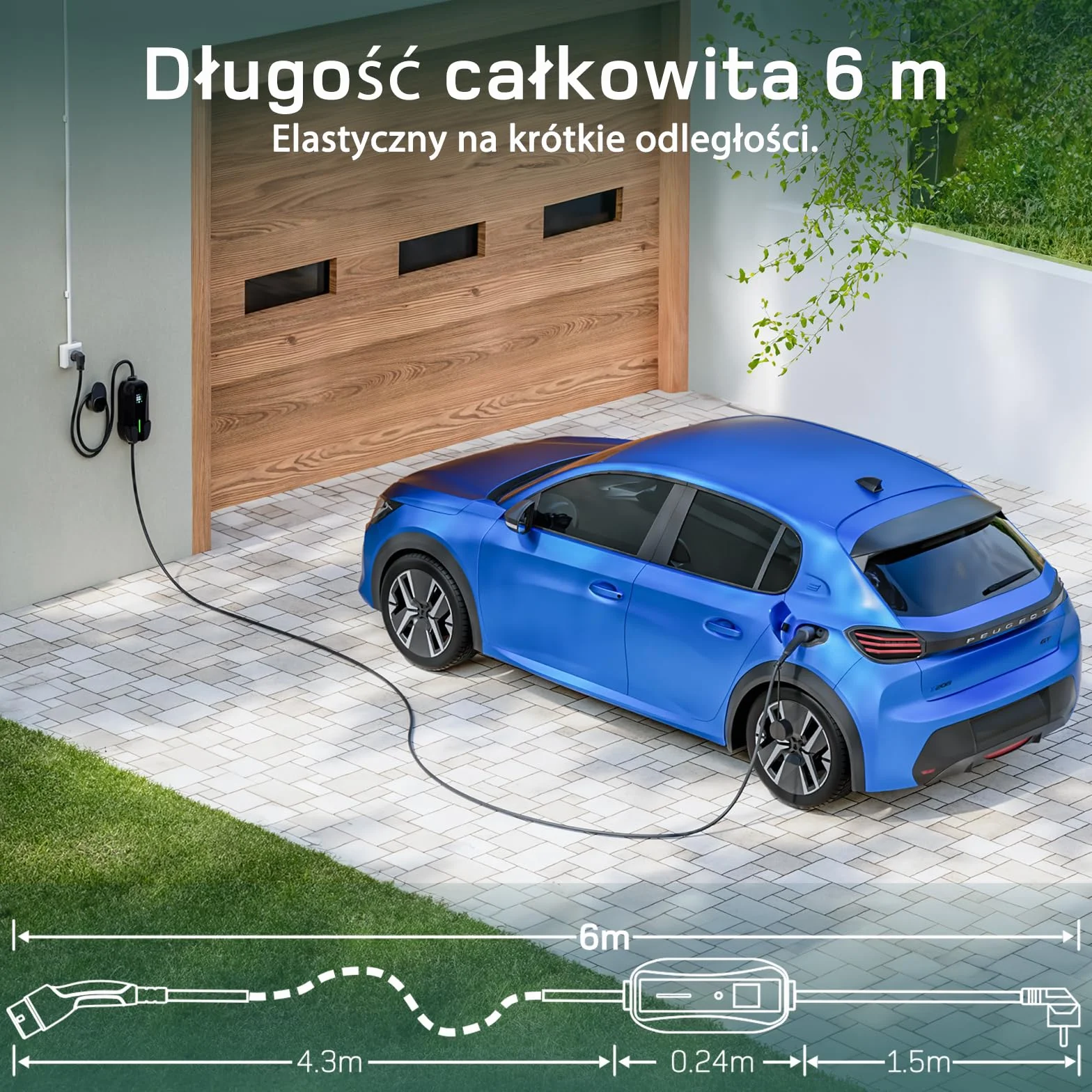 Schuko Kabel ładujący typu 2 3,68kW 1-fazowy 6m 6-16A ładowarka EV