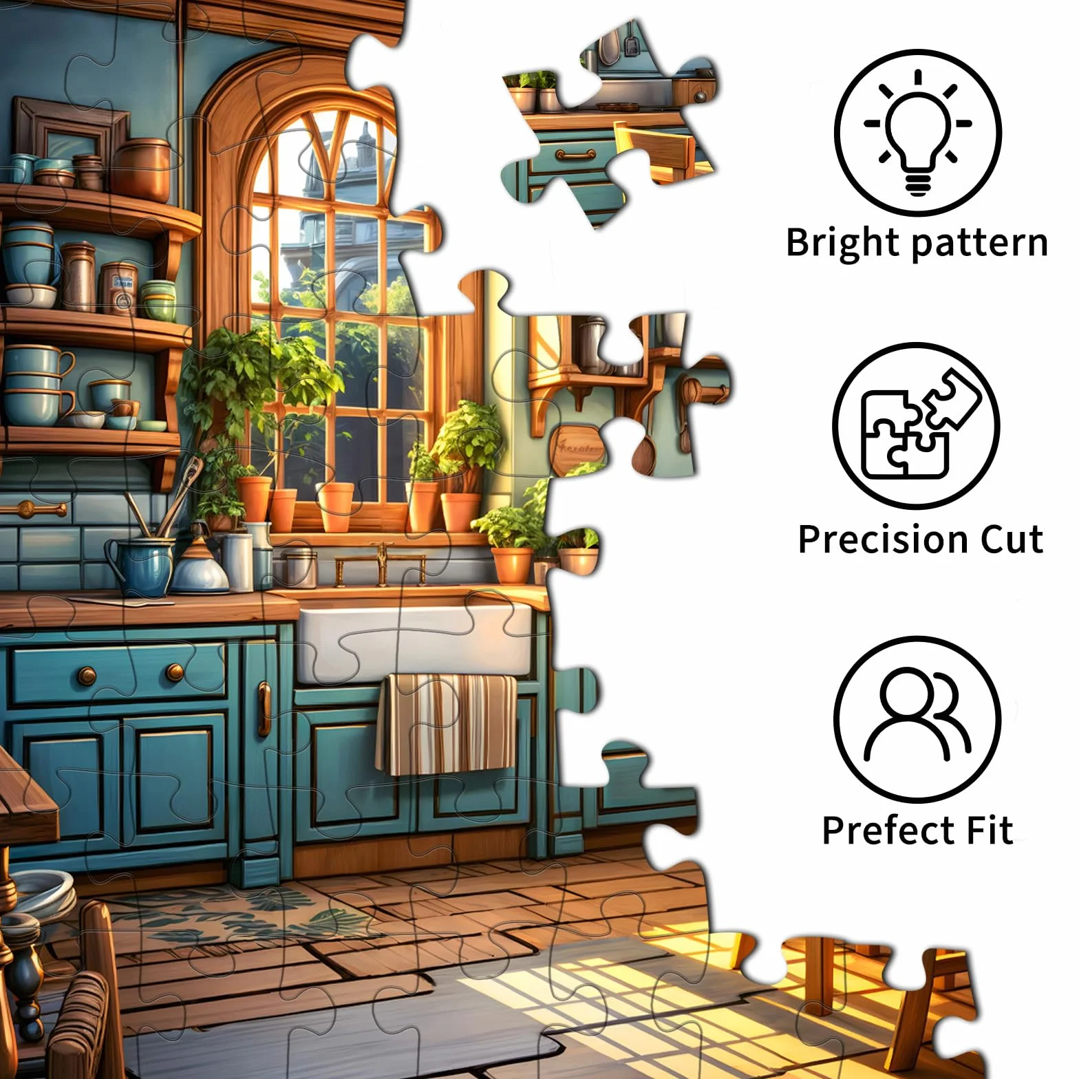 Puzzle 1000 elementów dla dorosłych i dzieci, Impossible Game, prezent z puzzlami, sprytne puzzle, kolorowe puzzle, z motywem ciepłej kuchni