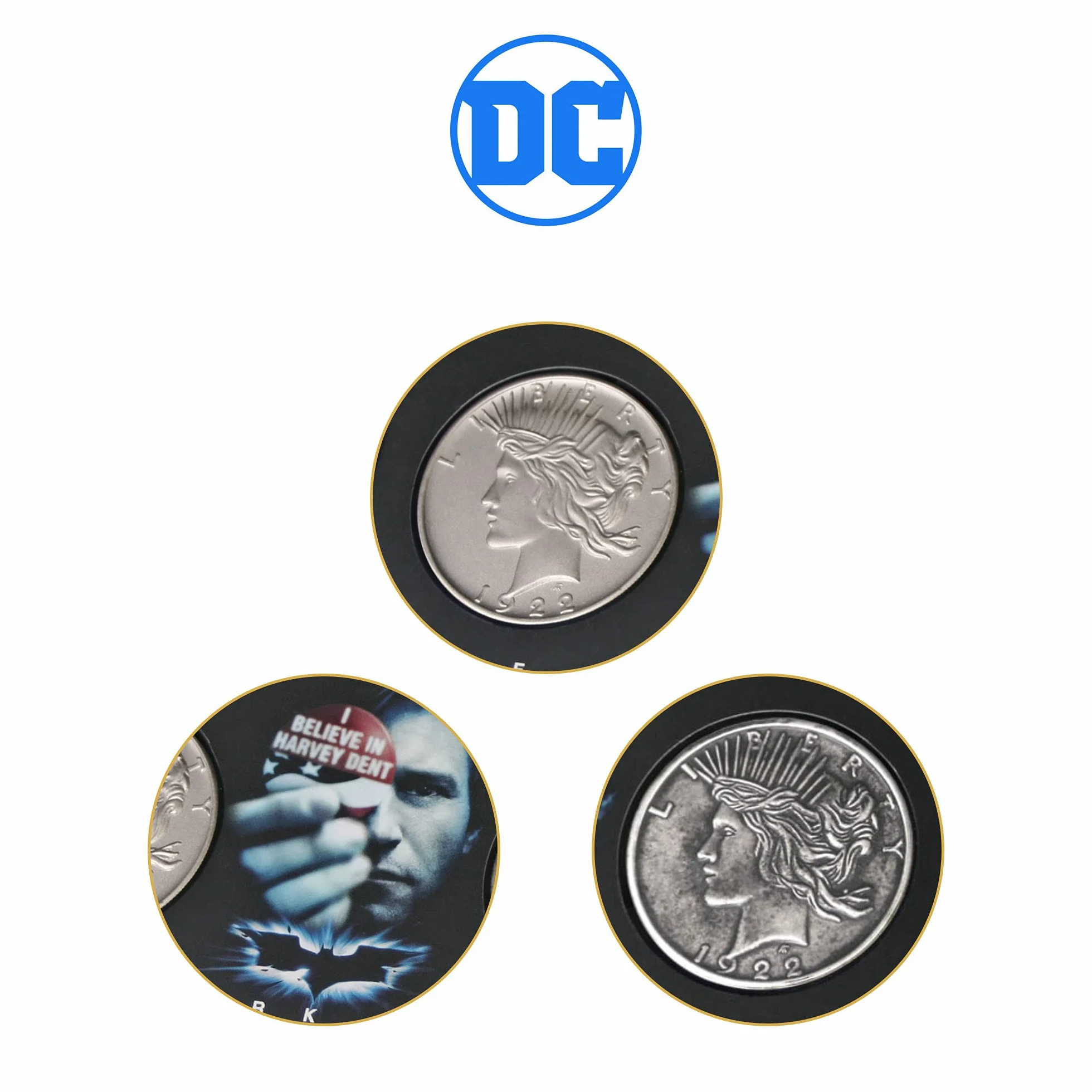 The Noble Collection DC The Dark Knight Harvey Dent & Two Facace Coin Set - 15,5 cm (15,5 cm) Replika rekwizytu Batmana - oficjalnie licencjonowany zestaw filmowy rekwizyty filmowe prezenty
