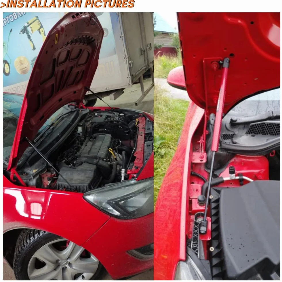 JINGLINGKJ Amortyzator maski do Astra J MK6 2009-2014, podpora klapy 2 sztuki (czarne włókno węglowe)