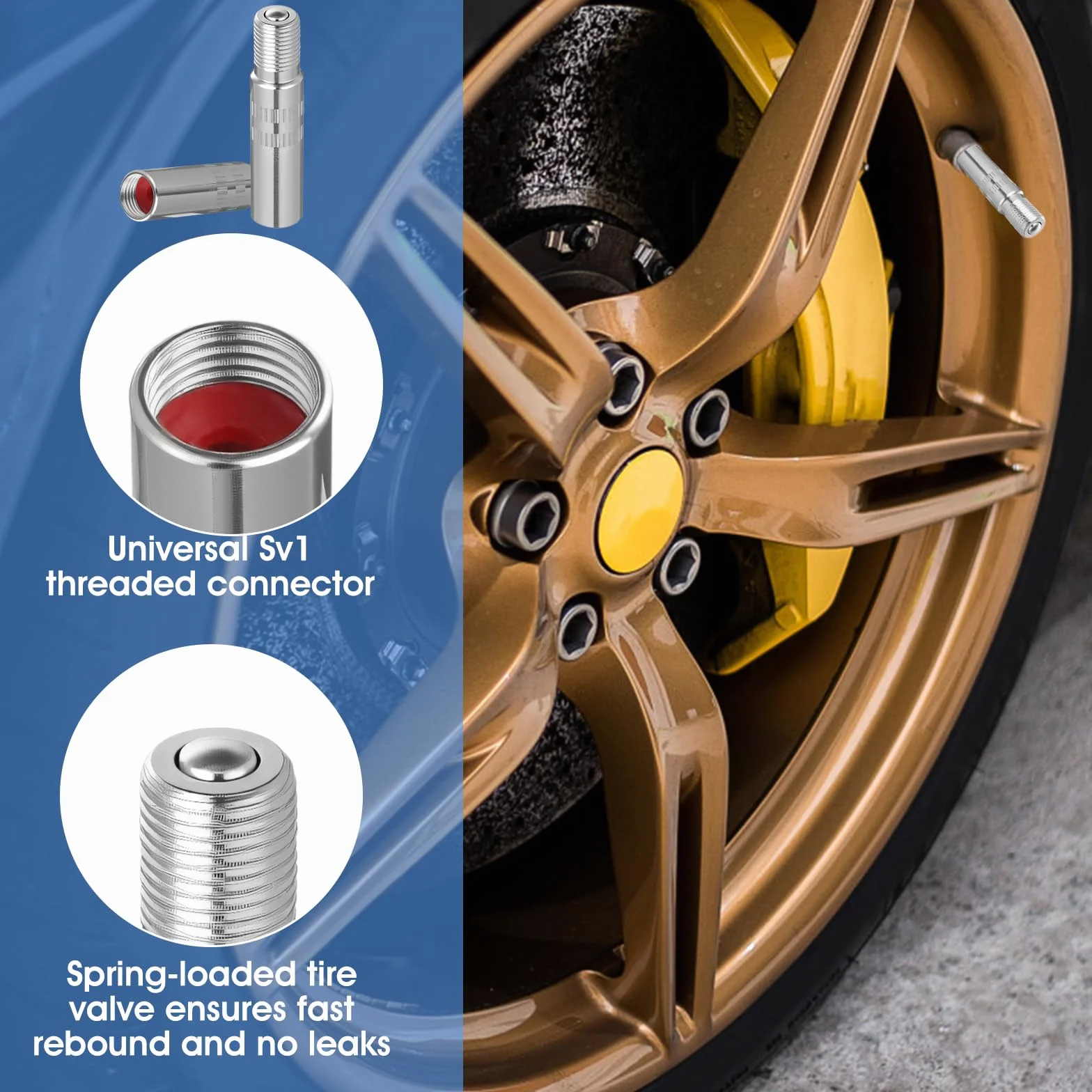 Przedłużenie trzpienia zaworu 39 mm uniwersalny platerowany mosiężny adapter do opon 4 szt