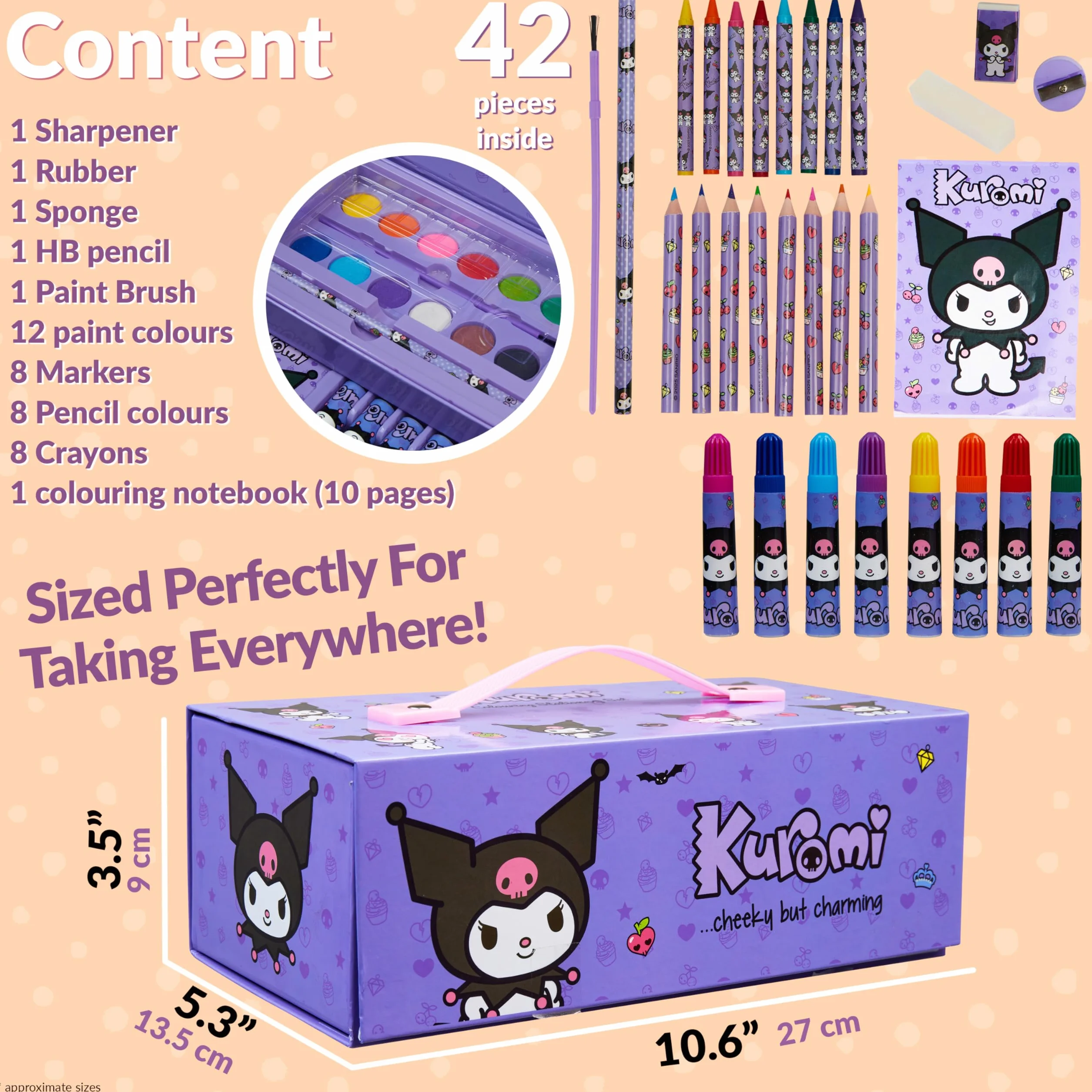 Hello Kitty Kuromi zestaw artystyczny dla dzieci (fioletowy Kuromi 3 poziomy)
