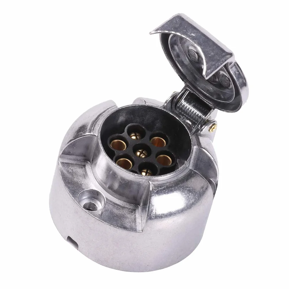 AOHEWEI 7-stykowy hak holowniczy Gniazdo przyczepy Metal Stop aluminium 7-kierunkowe światła samochodowe Złącza do łodzi RV Przyczepa kempingowa