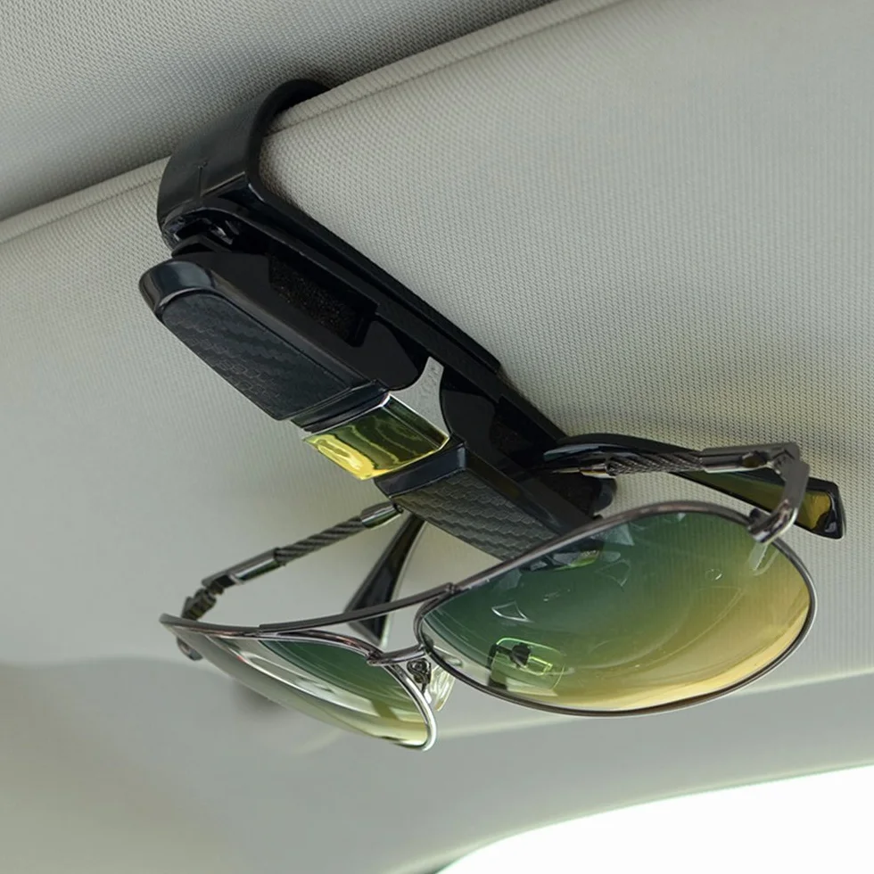 Finegood FG-glasses_holder_2 Uchwyt na Okulary do Samochodu, Czarny, 2 sztuki