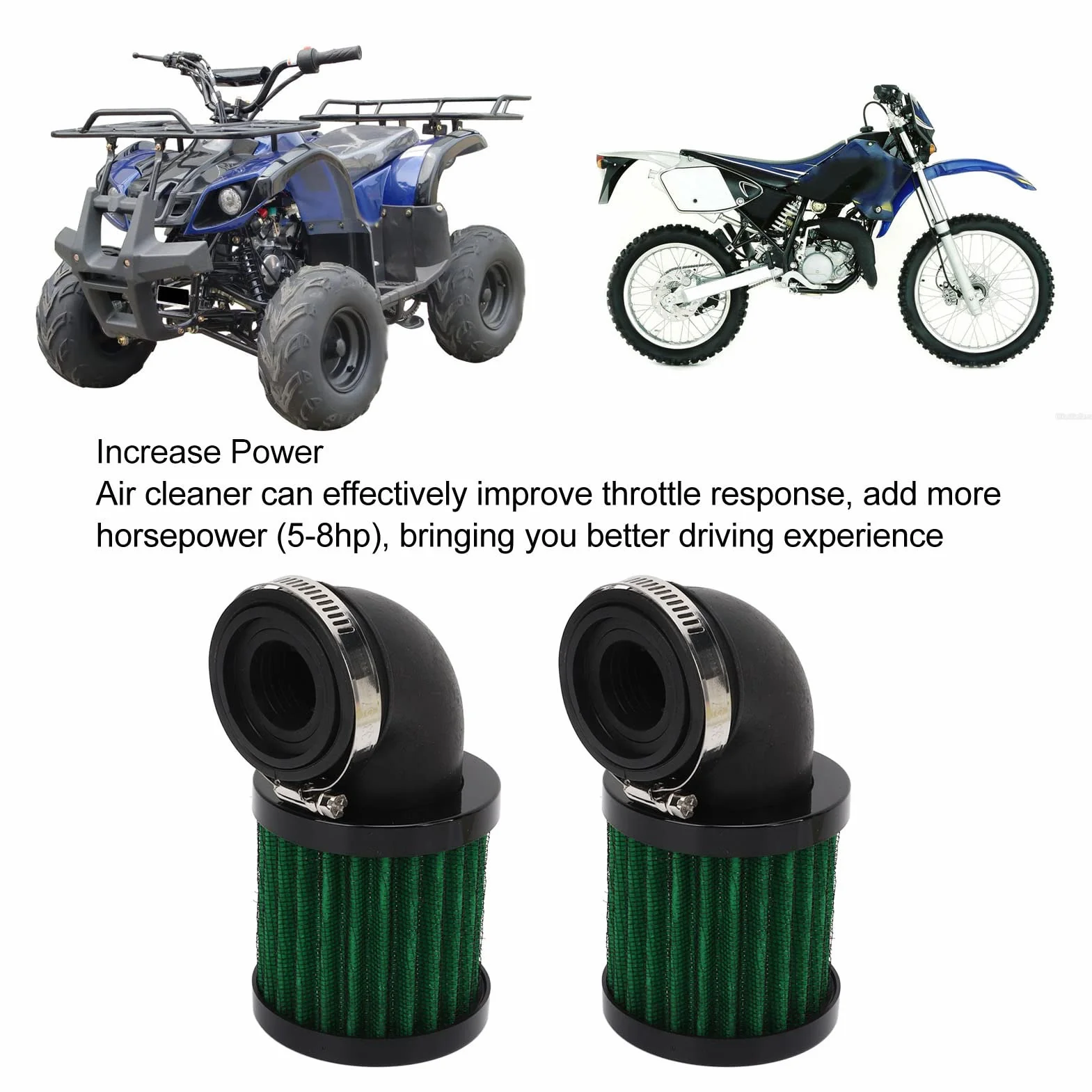 Filtr powietrza do motocykla, kąt 90 stopni, filtr zasysający powietrze, środek czyszczący 28 do 48 mm, uniwersalny do 50 70 90 125 motorowerów, skuterów, quadów, motocykli