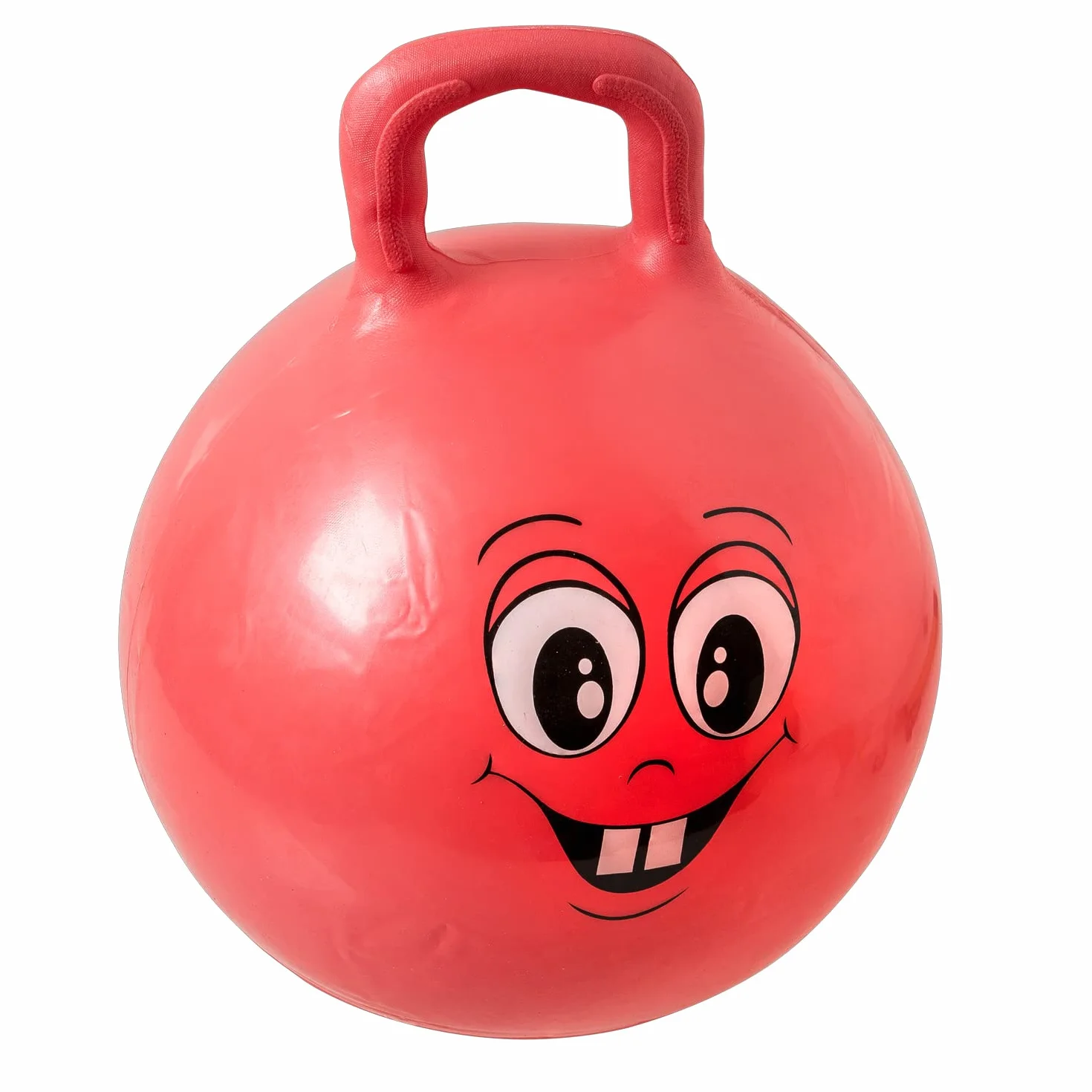 Idena 40093 - piłka do skakania Happy Face w kolorze czerwonym, średnica ok. 45-50 cm, obciążenie do 50 kg, idealna na lato, do parku lub przedszkola