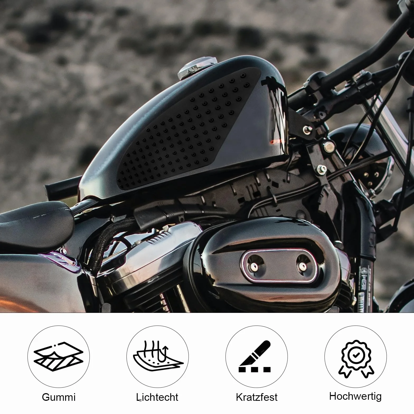 APOMOONS gumowe antypoślizgowe naklejki 3D na bak motocyklowy (czarne)
