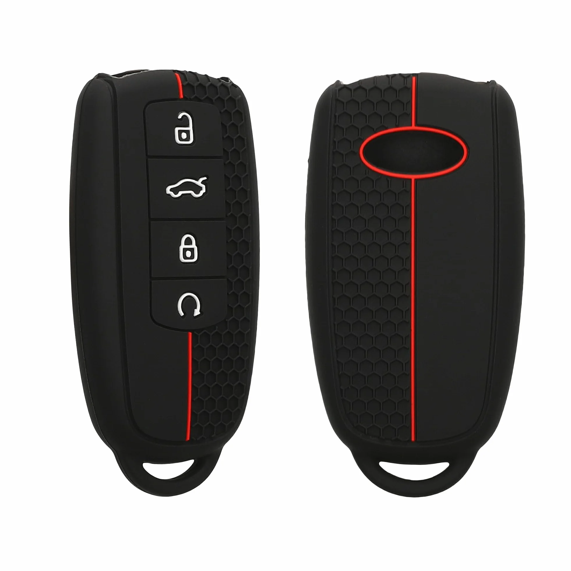 kwmobile Silikonowe etui ochronne na kluczyki samochodowe kompatybilne z Chery Omoda C5 Jaecoo 7 Tiggo 7 Pro 8 Pro Arrizo 5 - czarny/czerwony