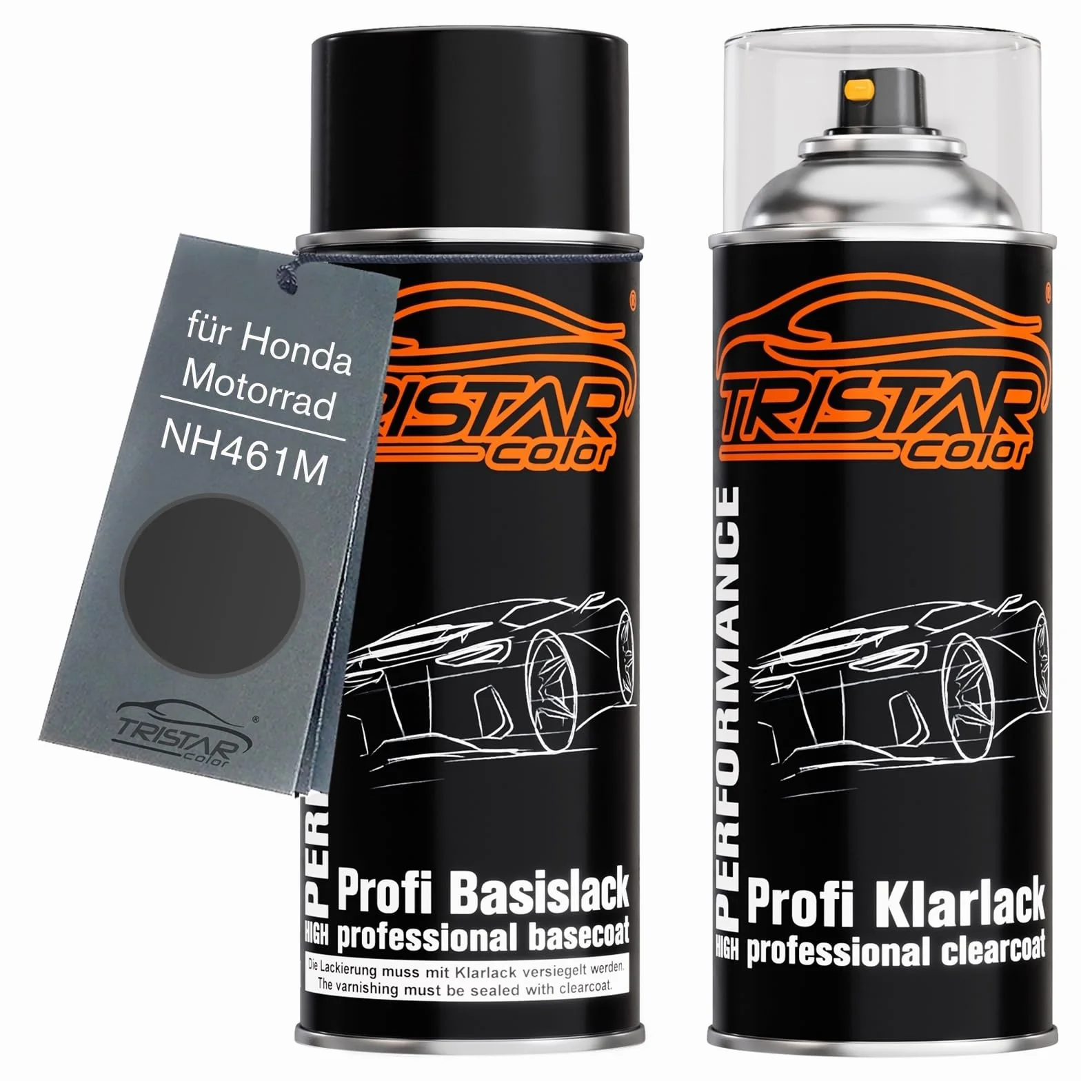 TRISTARcolor Lakier do motocykli Zestaw lakierów dla Honda Motorrad NH461M Temple Black Metallic Mat Lakier bazowy bezbarwny w puszce 400ml