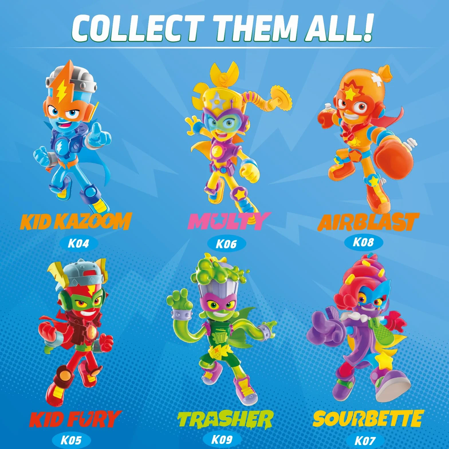 SUPERTHINGS KAZOOM Power Mission – Kazoom Kids. Figurka AirBlast z serialu TV „SuperThings Kazoom Power”. Zawartość: 1 Kazoom Kid, 1 ekskluzywny SuperThing, 1 akcesorium)