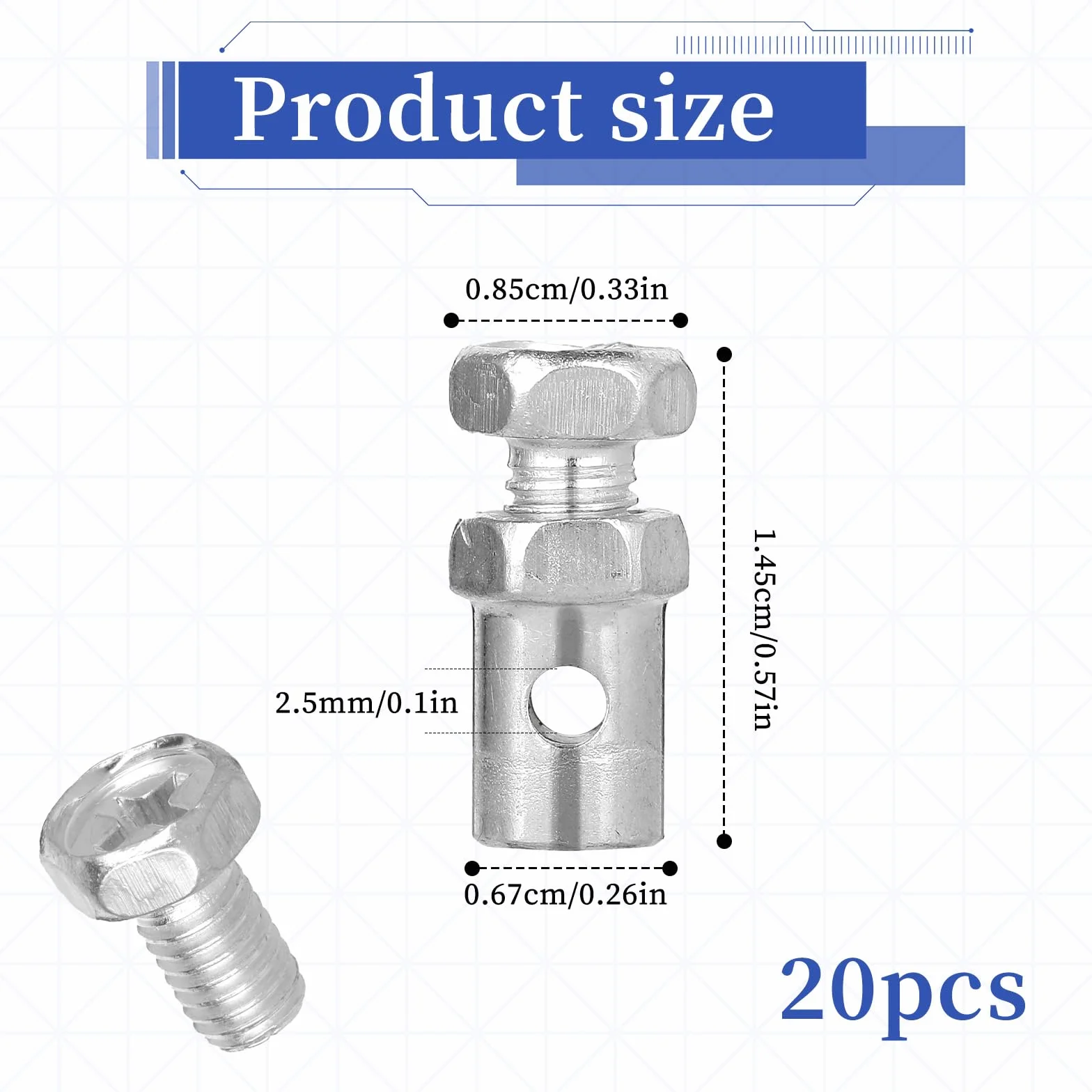 20 sztuk końcówek kabla gazu i hamulca 1/8", zaciski do kabla gazu, zamki, zaciski do kabla hamulcowego gokartu, końcówki kabla hamulcowego do motocykla, roweru z silnikiem, kabla sprzęgła, części do