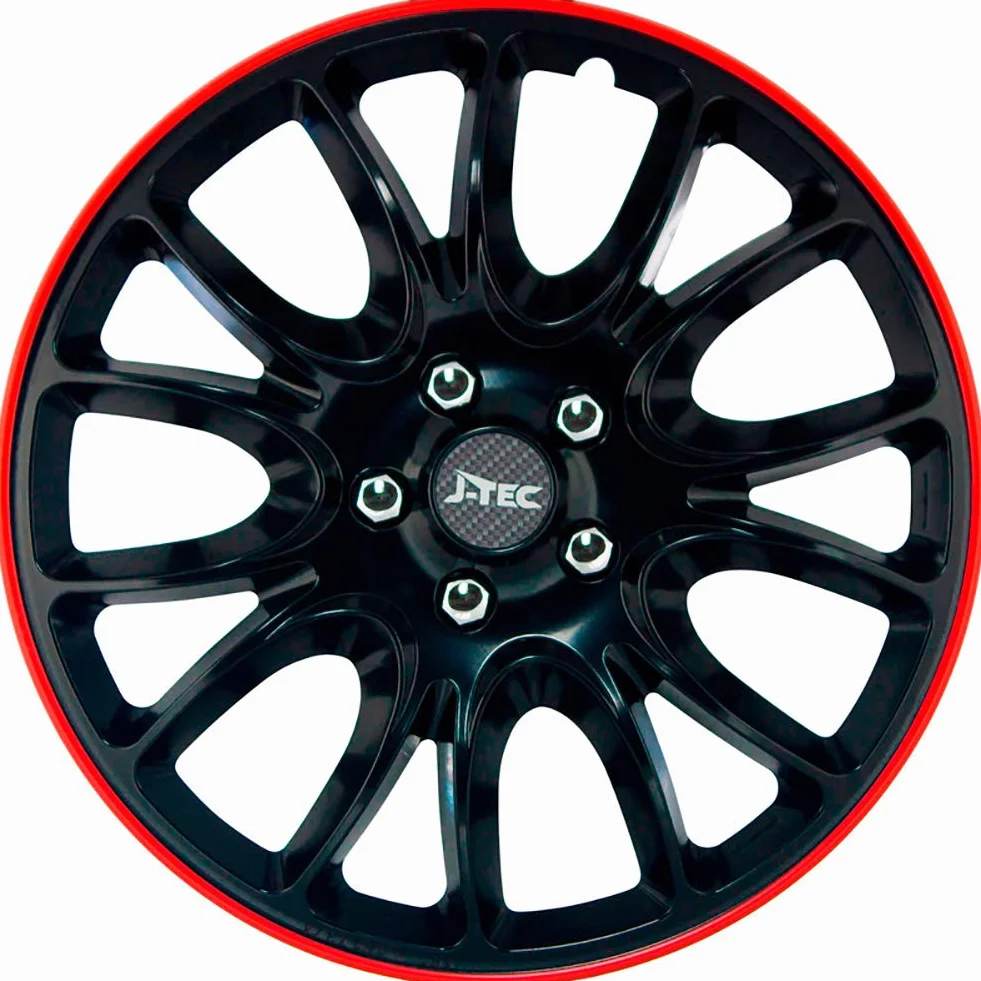 J-Tec Hero GTR Zestaw kołpaków ozdobnych 15 cali czarny czerwony