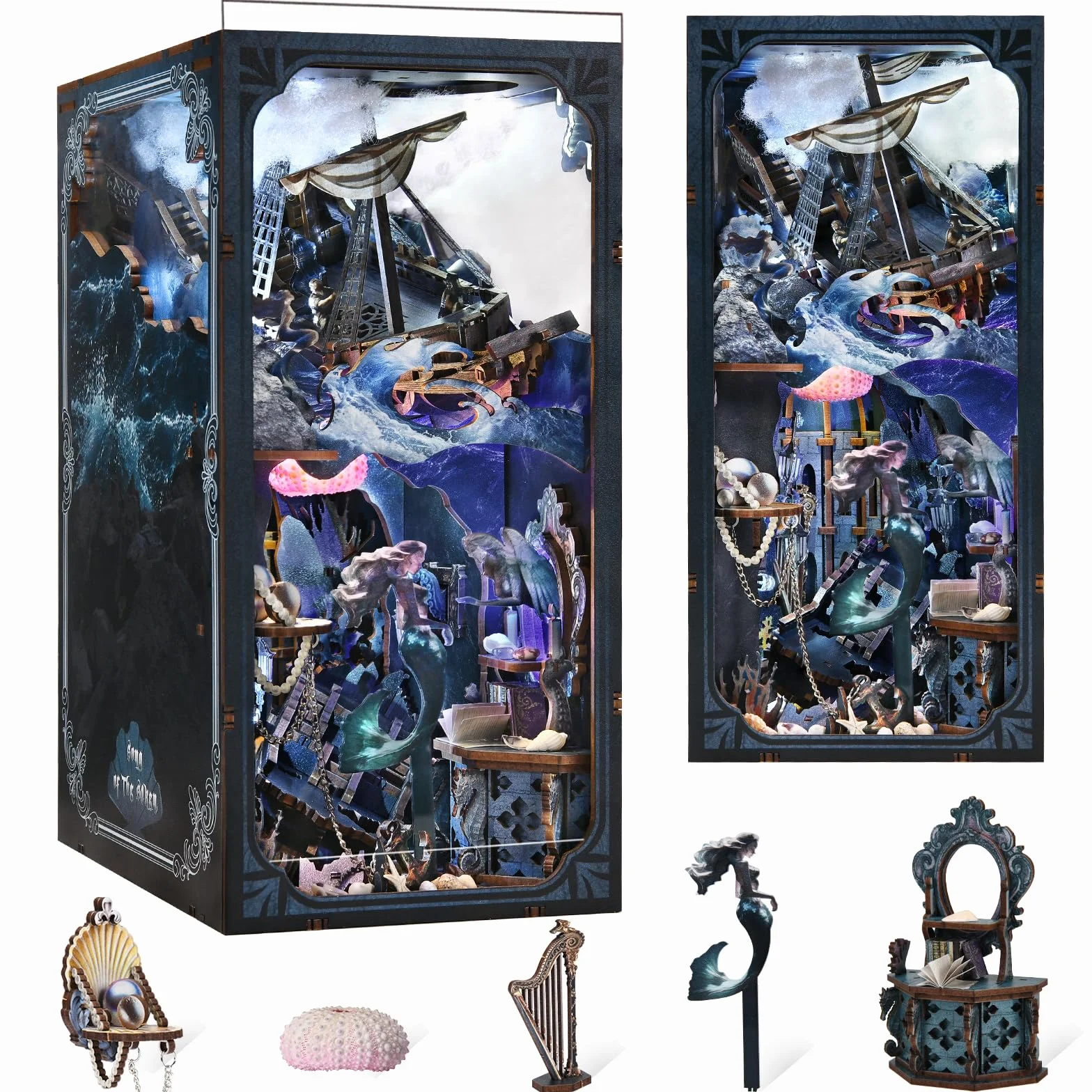 MiniCity Book Nook zestaw budowlany, 3D miniaturowy dom lalek boks do budowy zestaw z oświetleniem LED