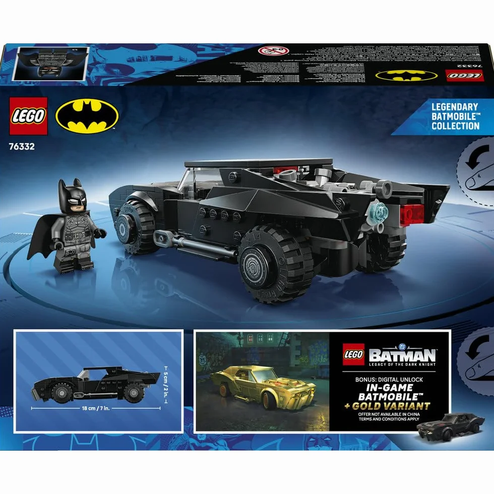 LEGO DC Batman: Batmobil z filmu Batman, samochód superbohatera i minifigurka, pomysł na prezent dla chłopców i dziewczynek w wieku od 9 lat, kolekcjonerski model na 20-lecie 76332