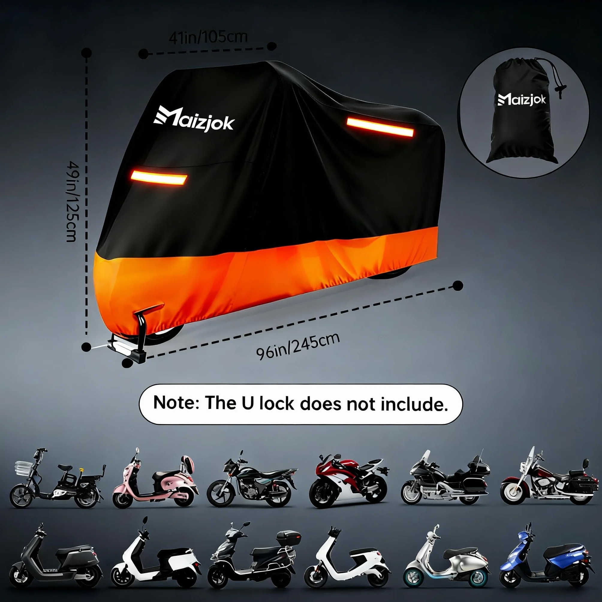 Maizjok Plandeka okryciowa na motocykl, outdoorowa, wodoszczelna, 210D, do motorowerów, skuterów, silników enduro / dróg