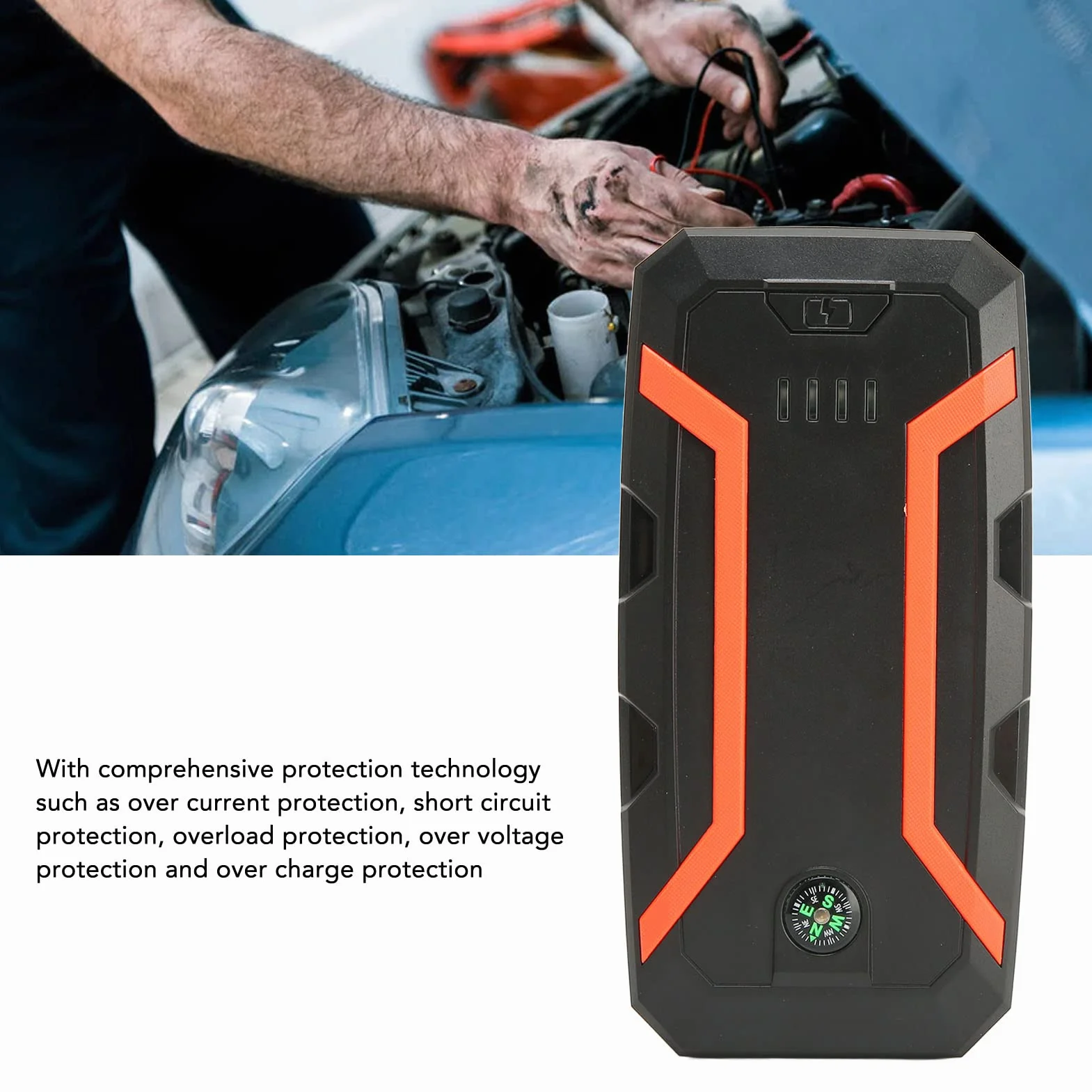 Przenośny Car Jump Starter 1500A 12000mAh 12V Power Bank do silników 7L Gas 5.5L