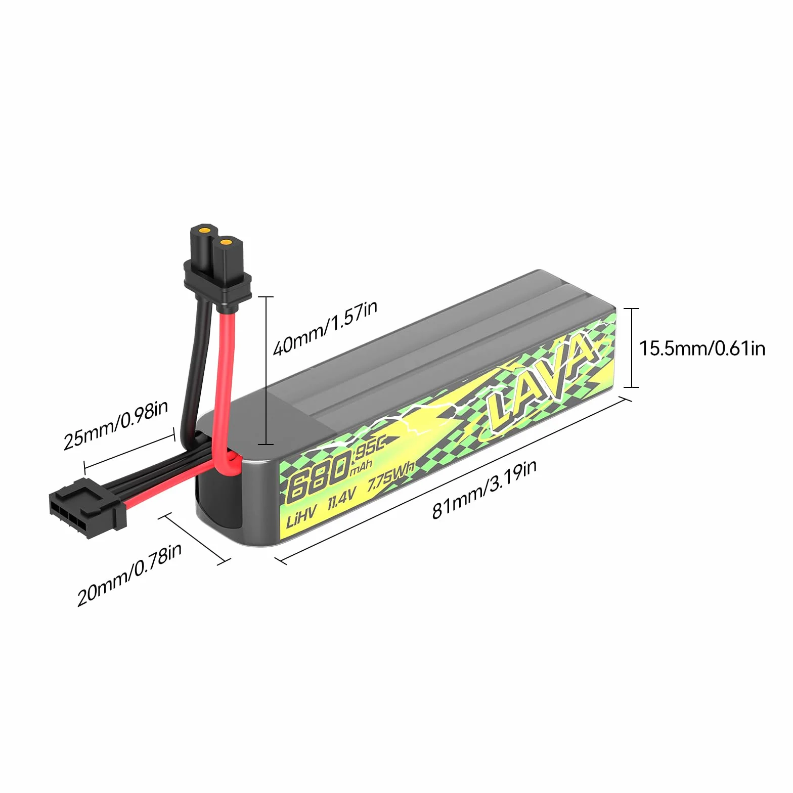 BETAFPV 2 sztuki LAVA II 3S 680 mAh bateria 11,4 V 95C LiHV bateria z złączem XT30 JST-XH2.54 Charge Plug kompatybilny z bezszczotkowym dronem Whoop Quadcopter, jak Pavo20 Pro II bezszczotkowy