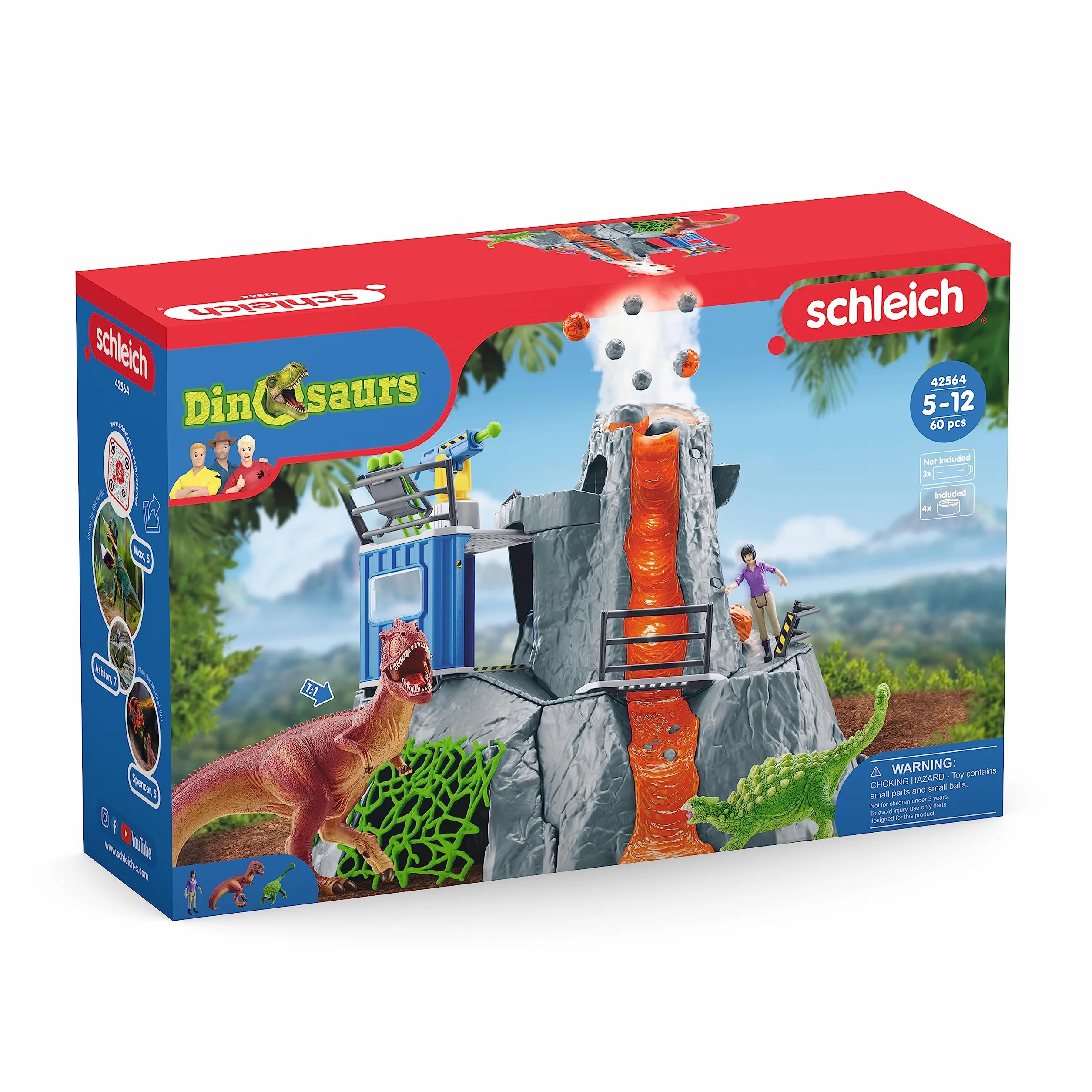 schleich 42564 Duża ekspedycja na wulkan, od 4 lat, DINOSAURS - Zestaw do zabawy, 46 x 44 x 36 cm
