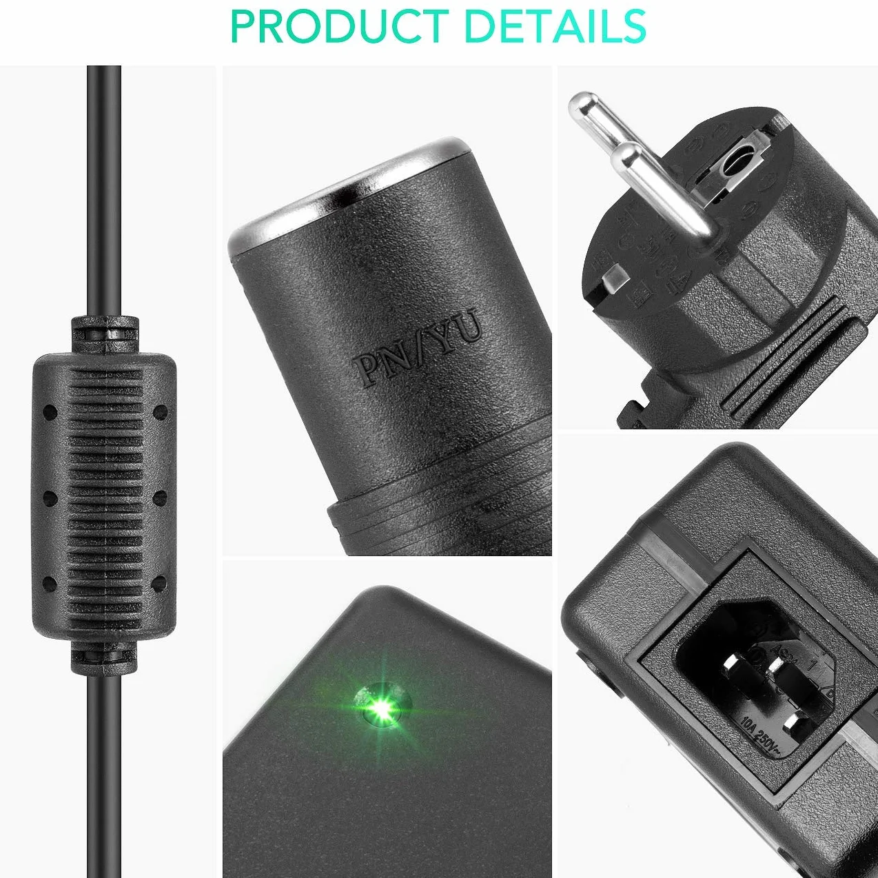 AGPTEK adapter sieciowy, przetwornica napięcia od 100 do 240 V na 12 V/10 A, falownik z gniazdem zapalniczki do kompresora lodówki, lamp LED i wentylatorów