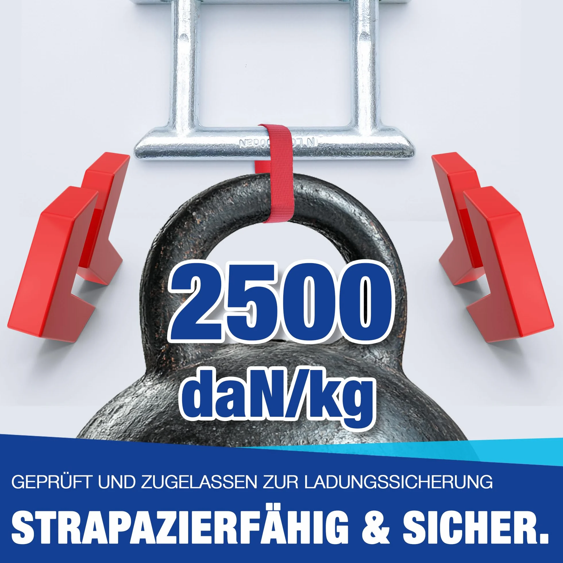 Pałąk mocujący | 2500 daN | zaczepy zabezpieczające ładunek pałąk U | nadaje się do przyczep samochodowych, transporterów, sprinterów, ciężarówek | w zestawie płyta oporowa i nakrętki M12 (4 sztuki)