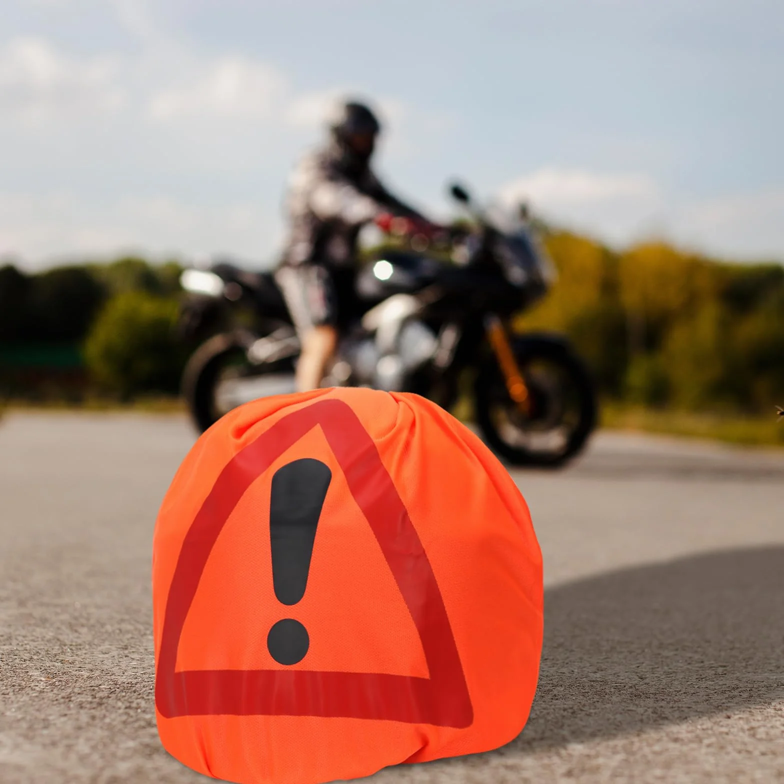 BEIMEIII Zestaw trójkąt ostrzegawczy i pokrowiec na kask motocyklowy 46x43 cm