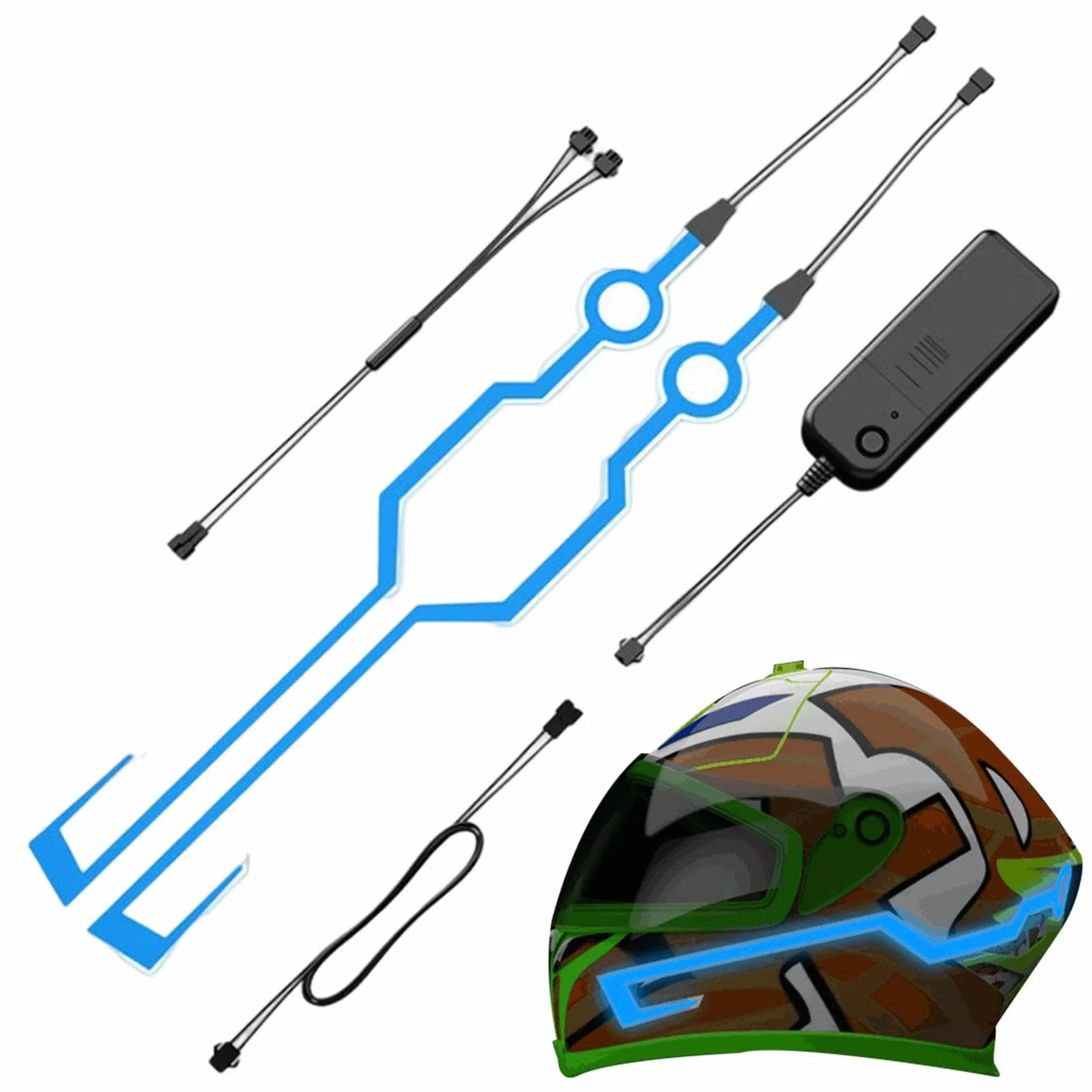 Helmet Strip Light, Led Light for Motorcycle Helmet, 14 * 9 * 8cm/5.51 * 3.54 * 3.14 Inches Adhesive Helmets Lights Strips, Safety Night Riding Accessory for Bikers