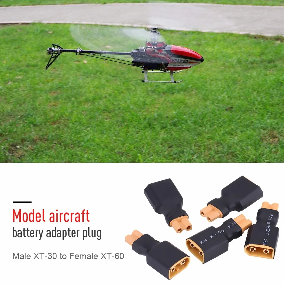 5 szt.RC Drone Adapter męski, XT30 do XT60 konwerter baterii męski (XT30 żeński na XT60 męski)