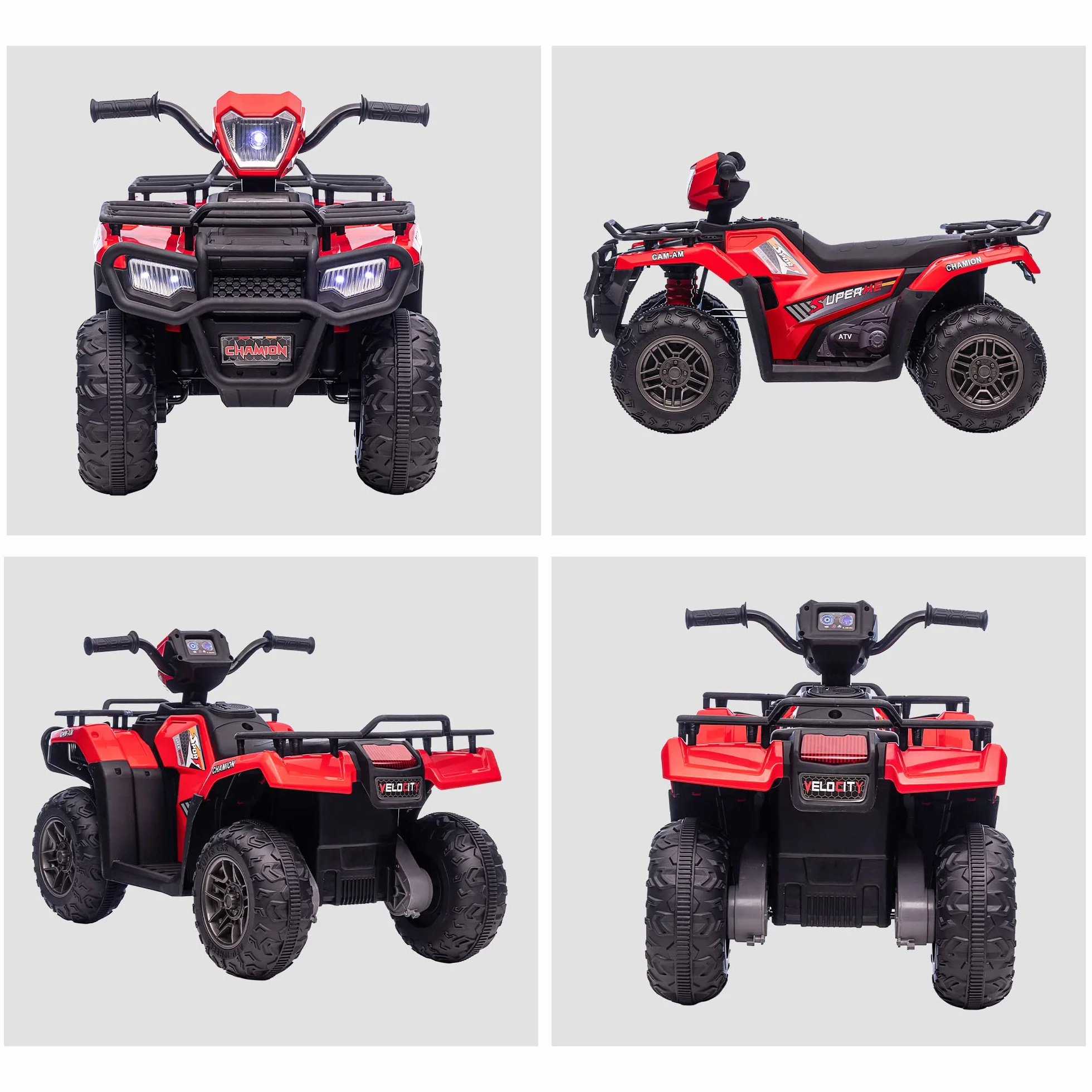 HOMCOM Elektryczny quad dziecięcy, elektryczny quad z diodami LED i muzyką, samochód elektryczny, pojazd dziecięcy dla dzieci od 3 lat, czarny + czerwony, 88 x 45 x 50 cm