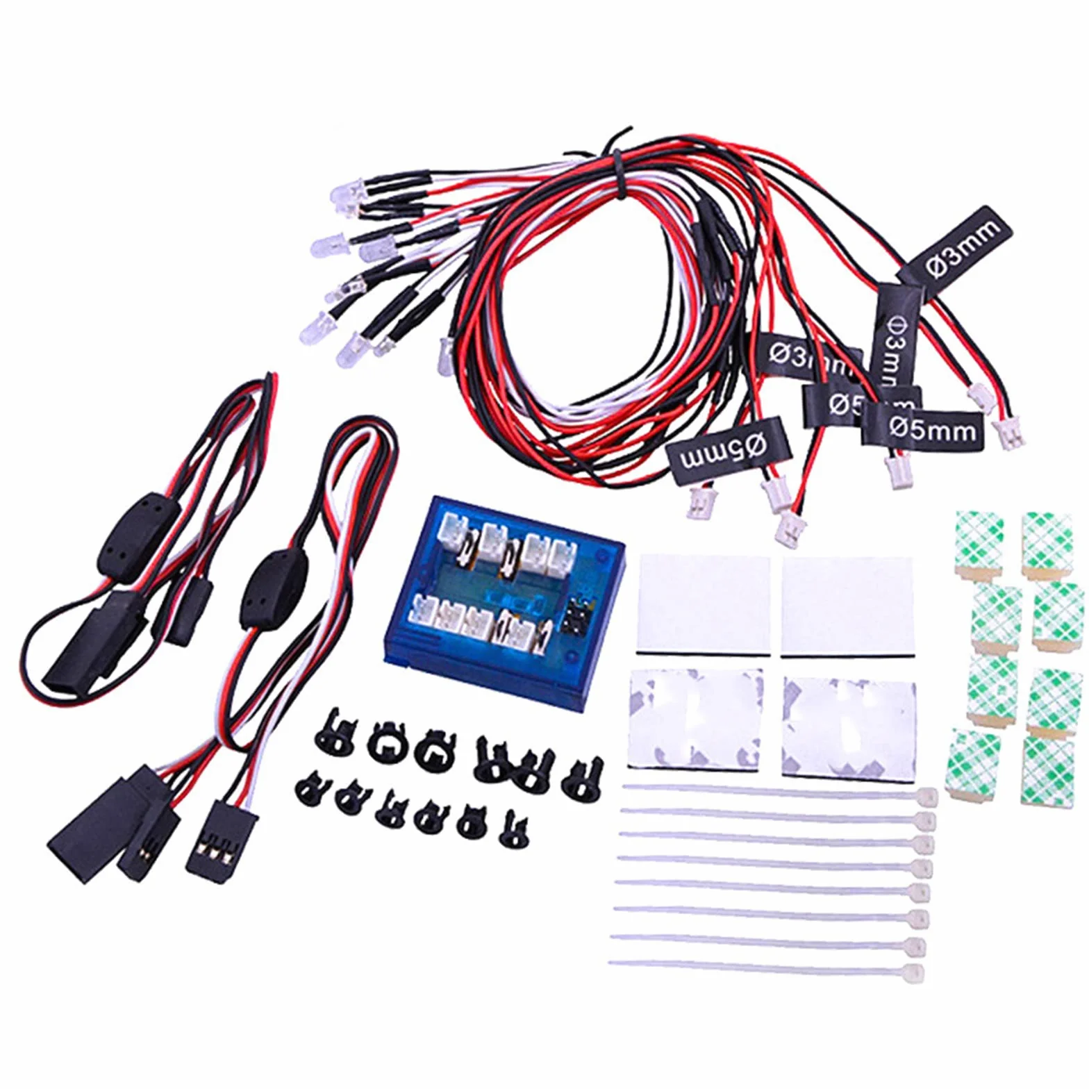WANGCL 12 diod LED, zestaw świateł samochodowych, zdalnie sterowany, 1/10 RC, samochód, ciężarówka, gąsienica, symulacja kierunkowskazów i hamulców