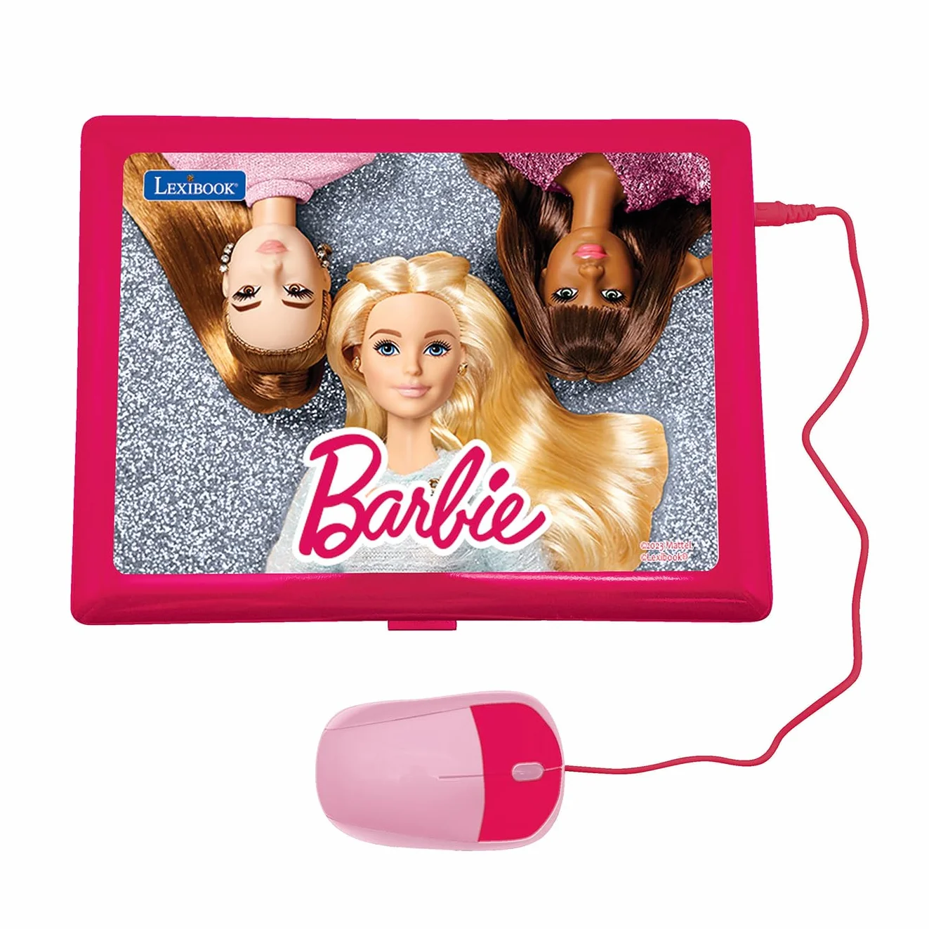 Lexibook, Barbie, edukacyjny i dwujęzyczny laptop w języku angielskim/niemieckim, zabawka dla dzieci z 124 aktywnościami do nauki, grania w gry i muzyki, różowy, JC598BBi3
