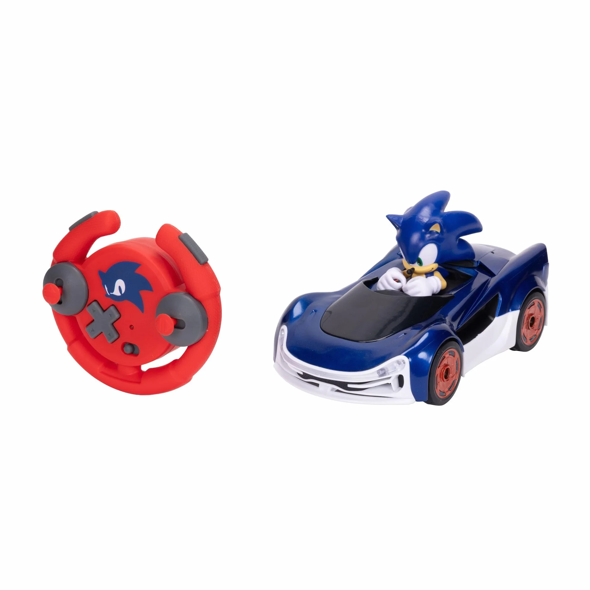 Sonic the Hedgehog Speed Star Lightning Drifting RC Oficjalnie licencjonowany przez Jakks Pacific - Zdalnie sterowane samochody z podświetlanymi kołami, gra interaktywna z czerwonym pilotem na baterie