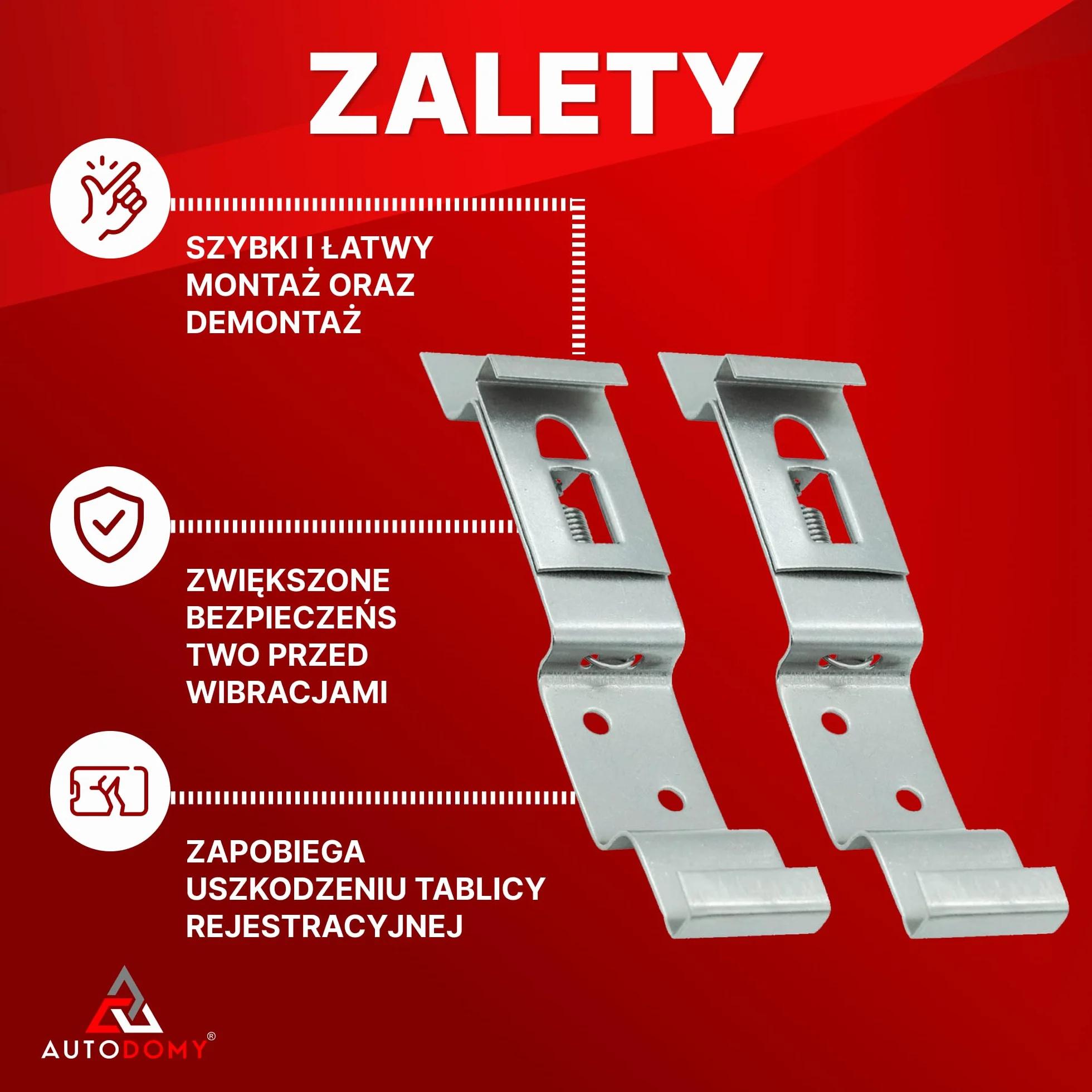 Autodomy Zestaw 2 Uchwytów na Tablicę Rejestracyjną do Przyczepy 125x25 mm | Uniwersalny Stalowy Uchwyt Tablicy Rejestracyjnej + 4 Wkrętów | Do Samochodu, Przyczepy, Ciężarówki
