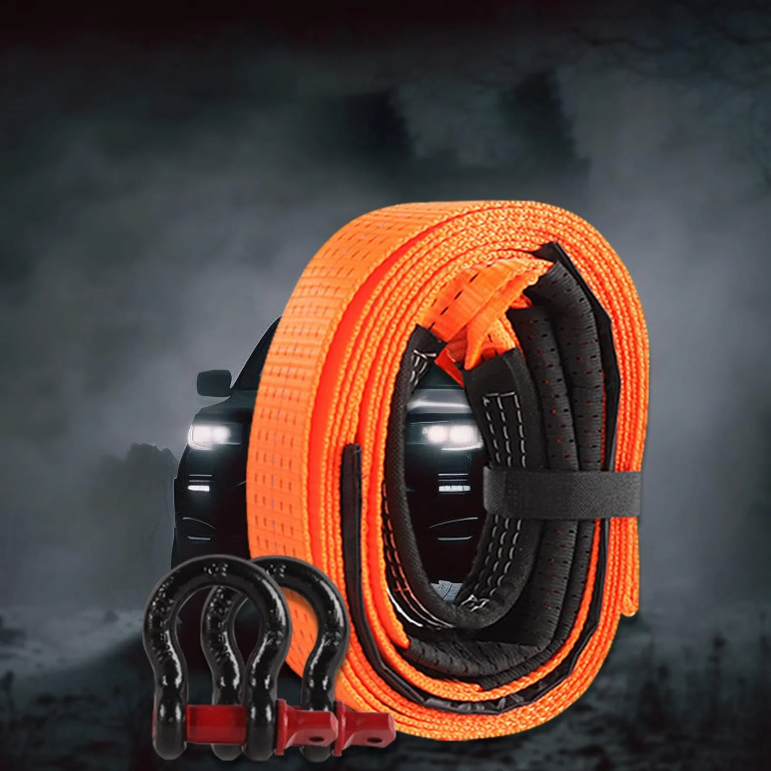 Tow Rope, Towing Strap with Hooks, 500cm/196.85 6cm/2.36 Inches Heavy-Duty Design, Sturdy Material, for Cars, Trucks, Atv, Roadside Use A3 Steel Polyester