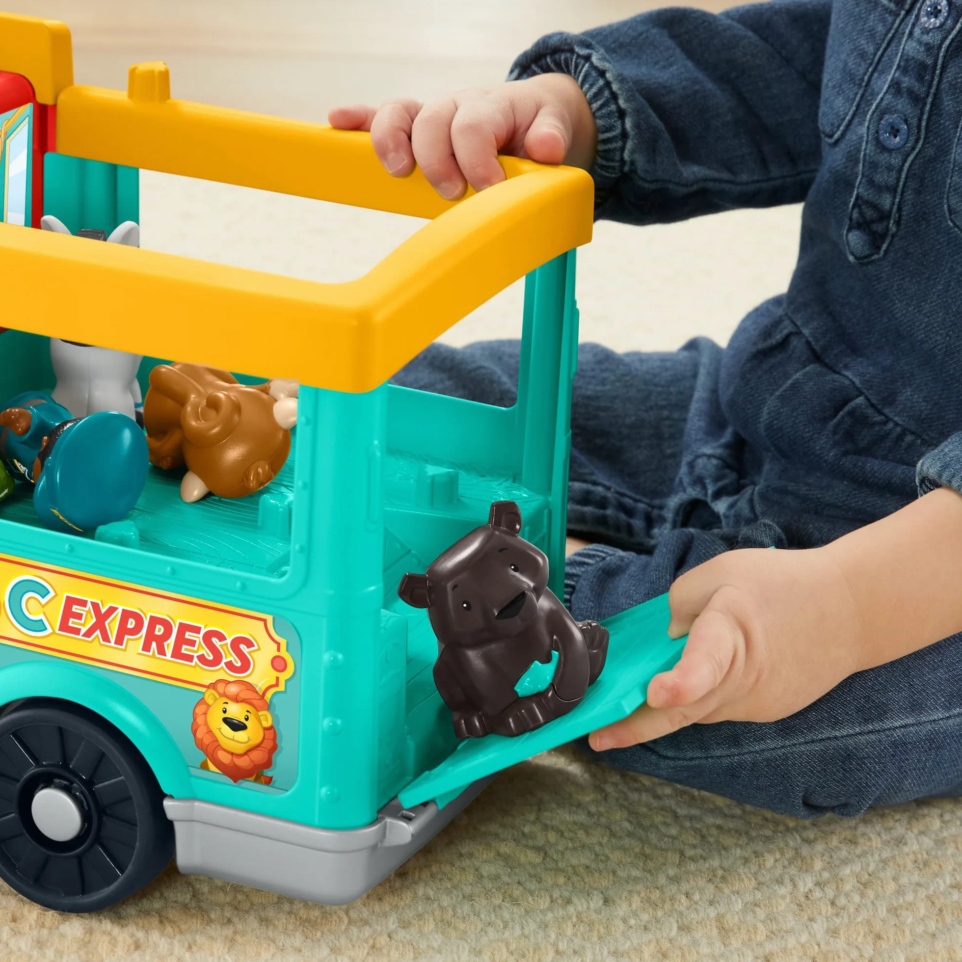 Fisher-Price HHH23 - Little People duży pociąg ABC dla miłośników zwierząt – wersja niemiecka, zabawka muzyczna do pchania z treścią do nauki inteligentnych stages, zabawka dla dzieci od 1 roku życia